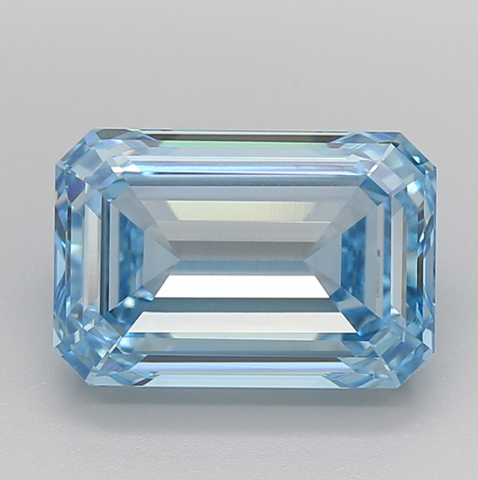 5 Carat Emerald Cut Fancy Intense Blue Lab Grown Diamond | VVS2 Clarity, IGI Certified