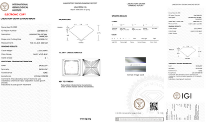 2 CT Princess Cut Lab Grown Diamond | IGI Certified Fancy Color Diamond