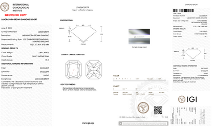 3.89 CT Radiant Cut Fancy Intense Pink Lab Grown Diamond | IGI Certified Loose Diamond