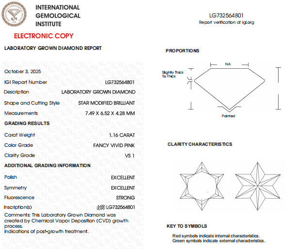 1.16 Carat Pink Star Shape Lab Created (CVD) Diamond For Custom Jewelry