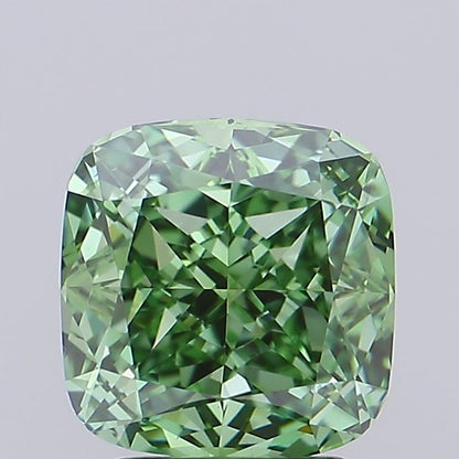3 CT Fancy Green Square Cushion Cut Lab Created Diamond For Custom Engagement Ring | IGI Certified
