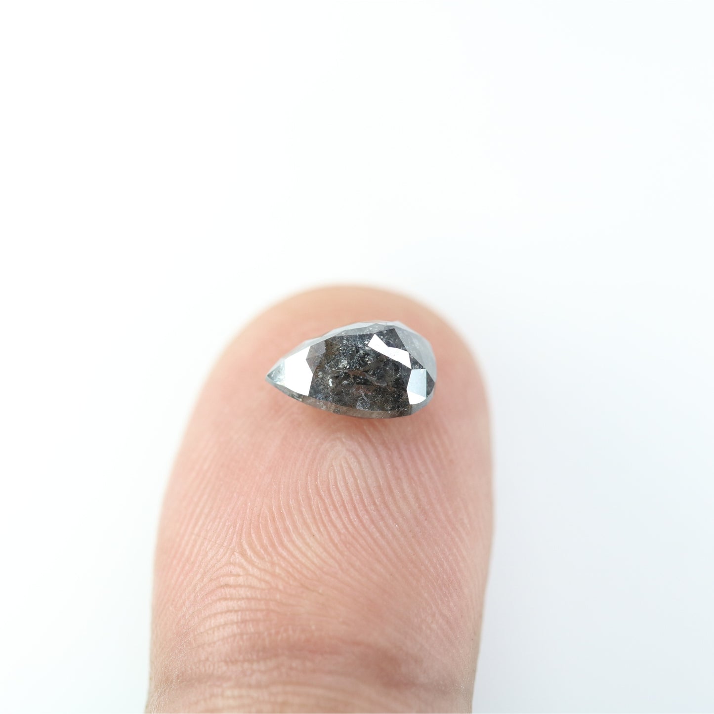 2.06 CT Pear Shape Salt And Pepper Rustic Diamond For Engagement Ring | Proposal Ring