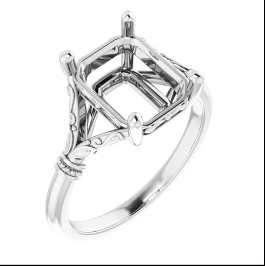 14k white gold salt and pepper diamond mounting ring - JayKrishna Diamond