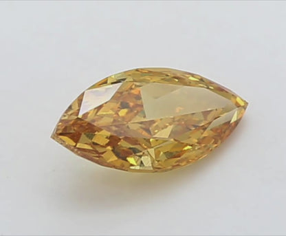 1.00 CT Marquise Cut Lab Grown Diamond Fancy Vivid Brownish Yellow | IGI Certified | Lab Created Diamond for Rings