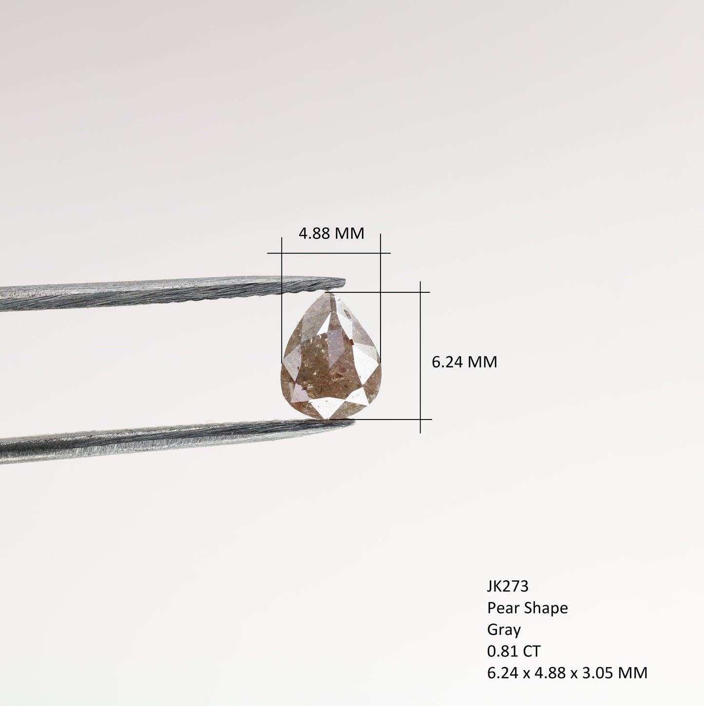 0.81 CT Pear Shape Natural Loose Diamond Gray Color | Pear For Diamond Jewelry