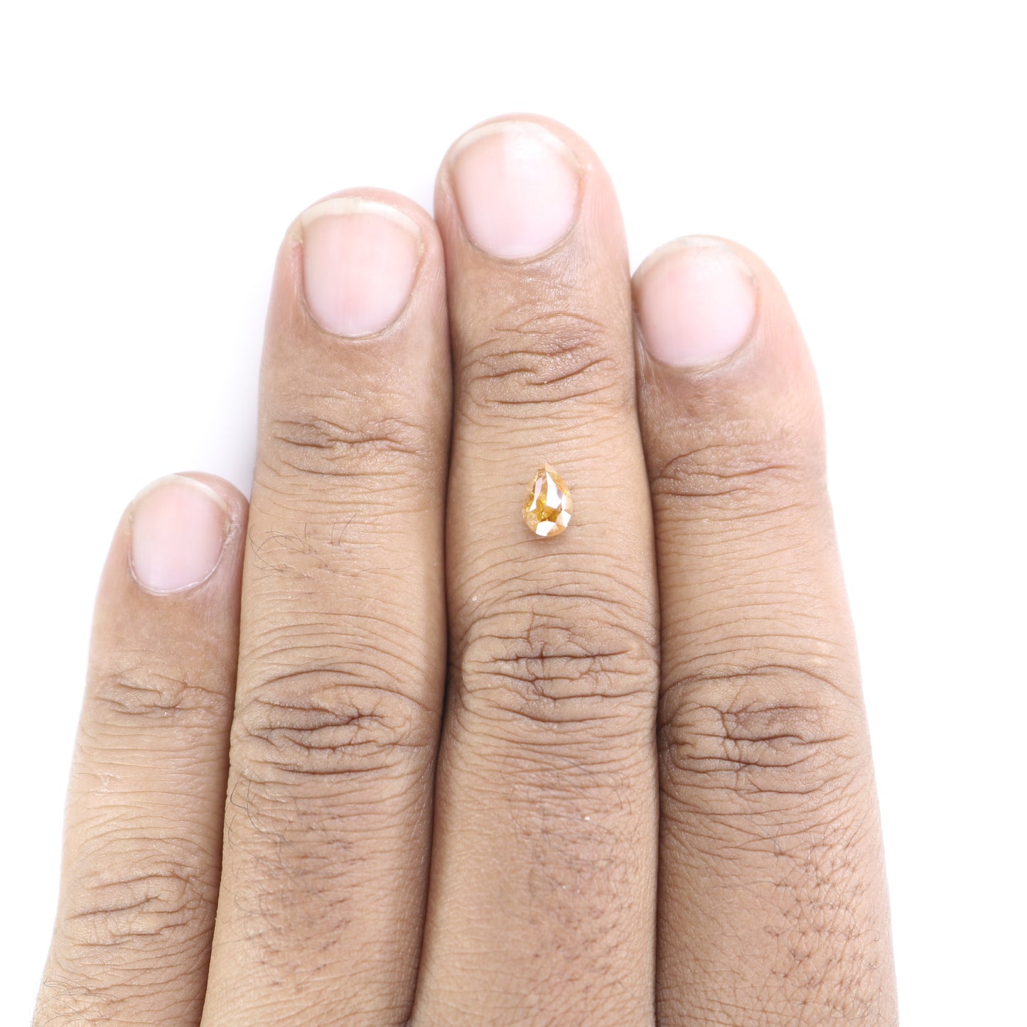 0.62 CT Golden Yellow Brilliant Cut Pear Diamond For Halo Pendant | Prong Set Pear Diamond Jewelry