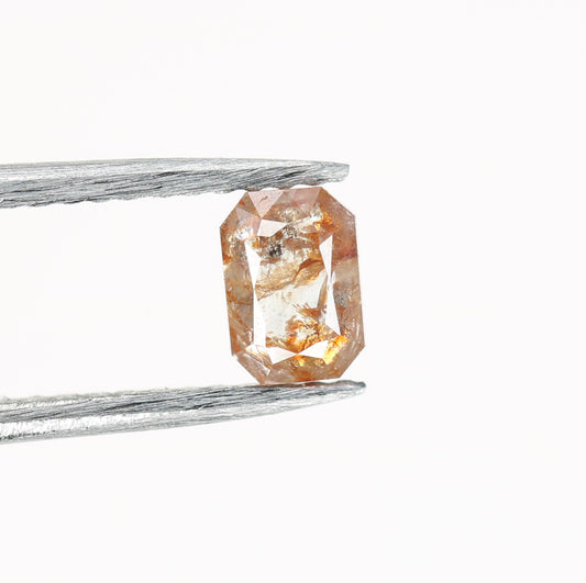 0.47 CT Peach Colour Emerald Shape Natural Diamond For Engagement Ring | Peach Colour Emerald Diamond Jewelry