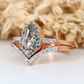 Geometric Shield Shape Salt And Pepper 14K Rose Gold Ring With Round Brilliant Diamond Band