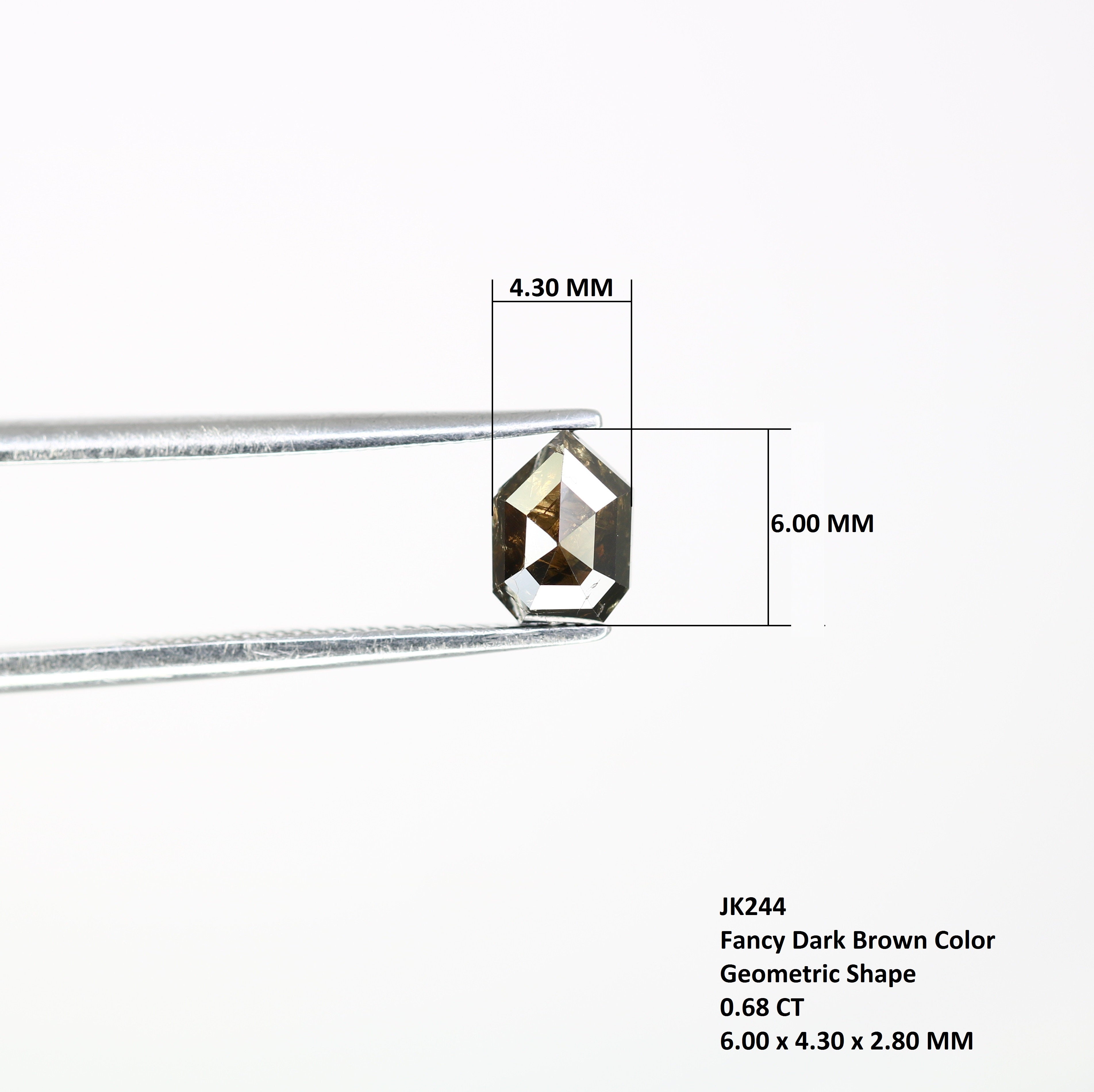 0.68 CT Geometric Shape 6.00 MM Fancy Dark Brown Diamond For Engagement Ring