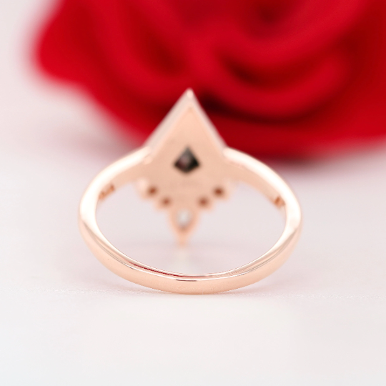 Bezel Set With White Diamonds Crown Galaxy Diamond On 14K Gold Kite Salt And Pepper Engagement Ring