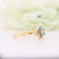 Yellow Oval Cut Side Blue Round Brilliant Cut 14K Yellow Gold Halo Diamond Engagement Ring For Her