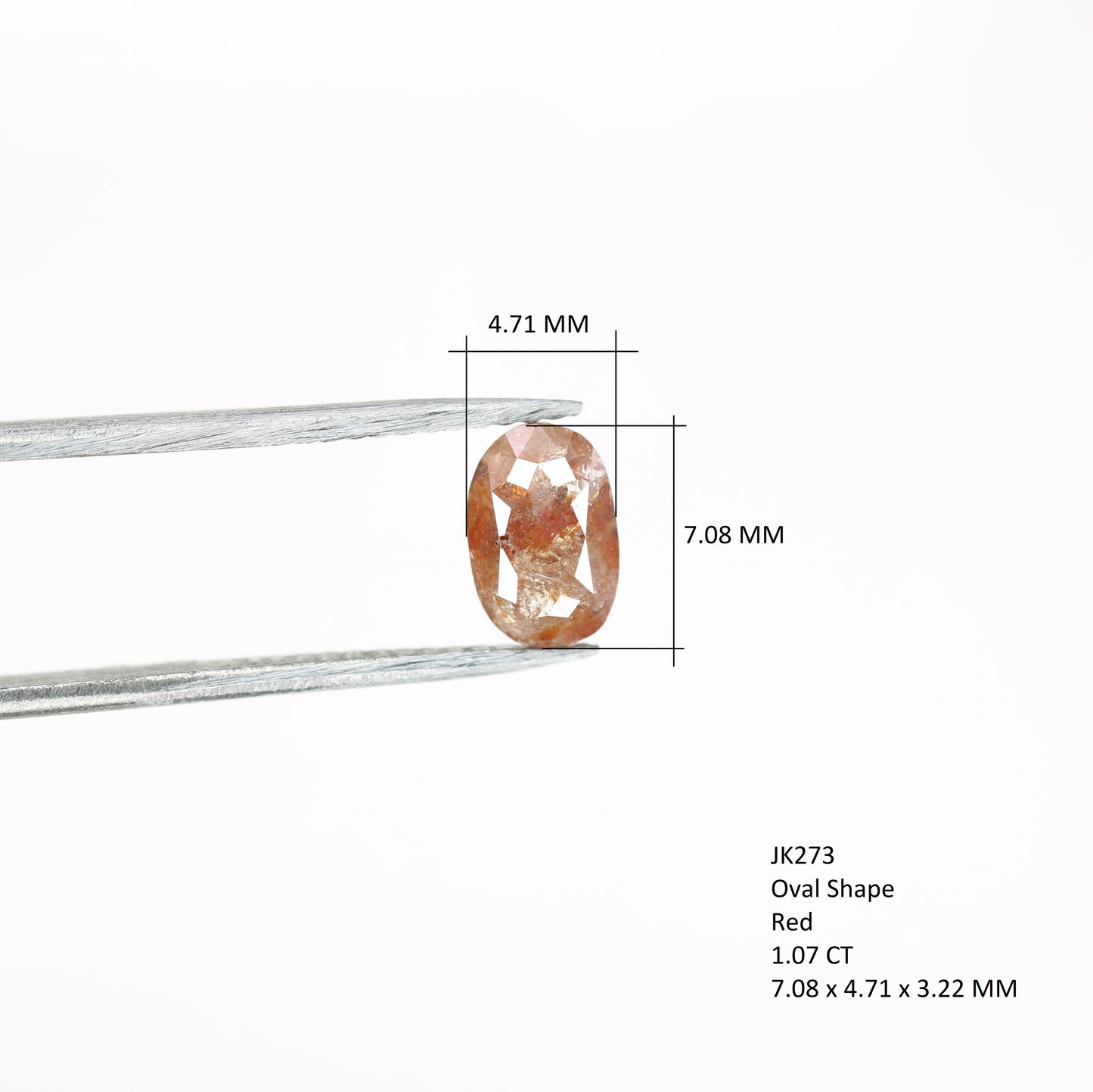 1.07 CT  Red Colour Oval Shape Diamond For Wedding Ring