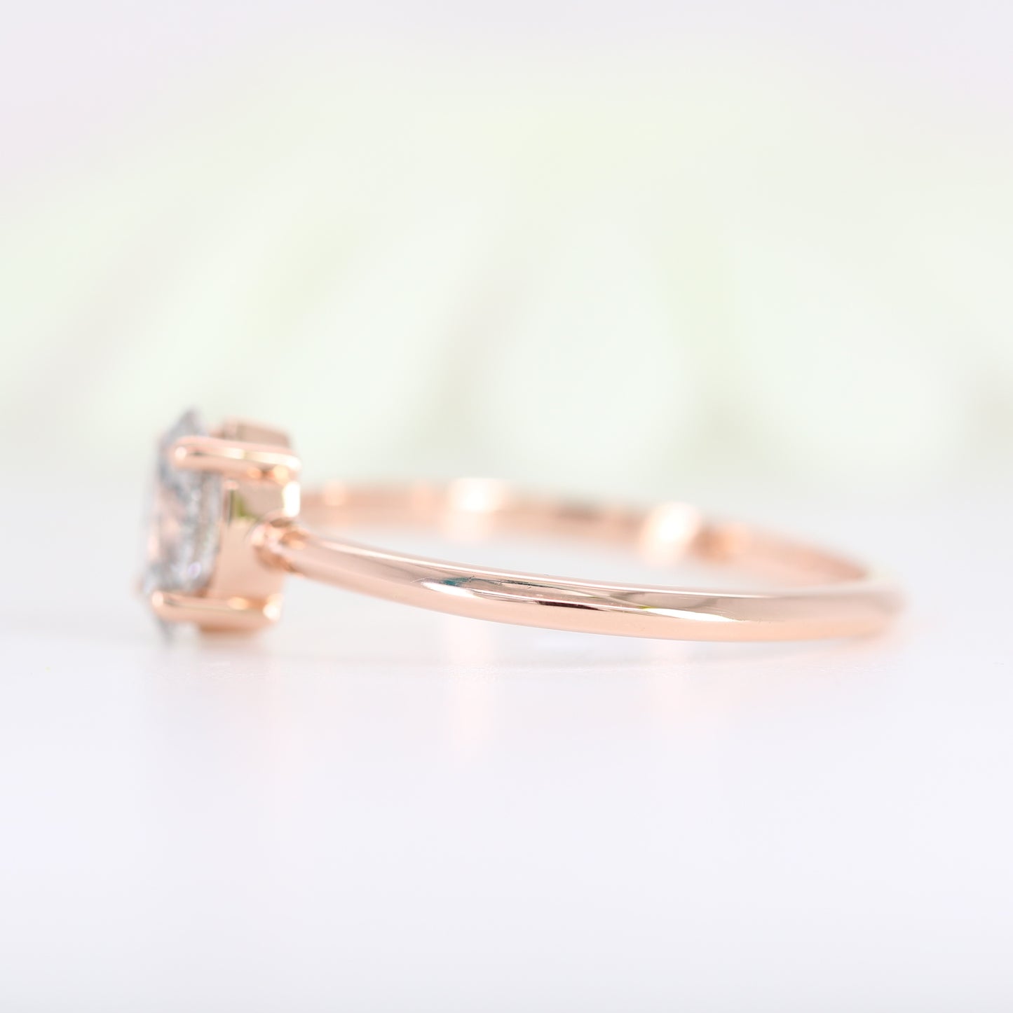 Polished Marquise Cut 14K Rose Gold Salt And Pepper Diamond Ring