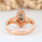 Geometric Shield Shape Salt And Pepper 14K Rose Gold Ring With Round Brilliant Diamond Band