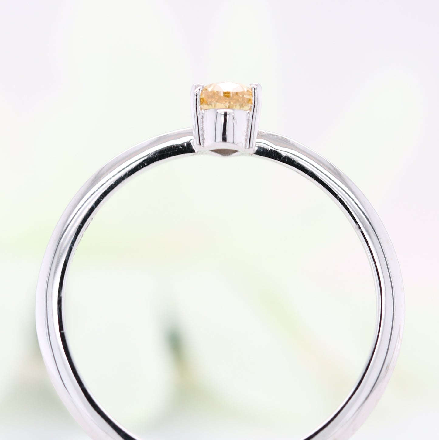Fancy Yellow Pear Diamond 14K White Gold Engagement Ring