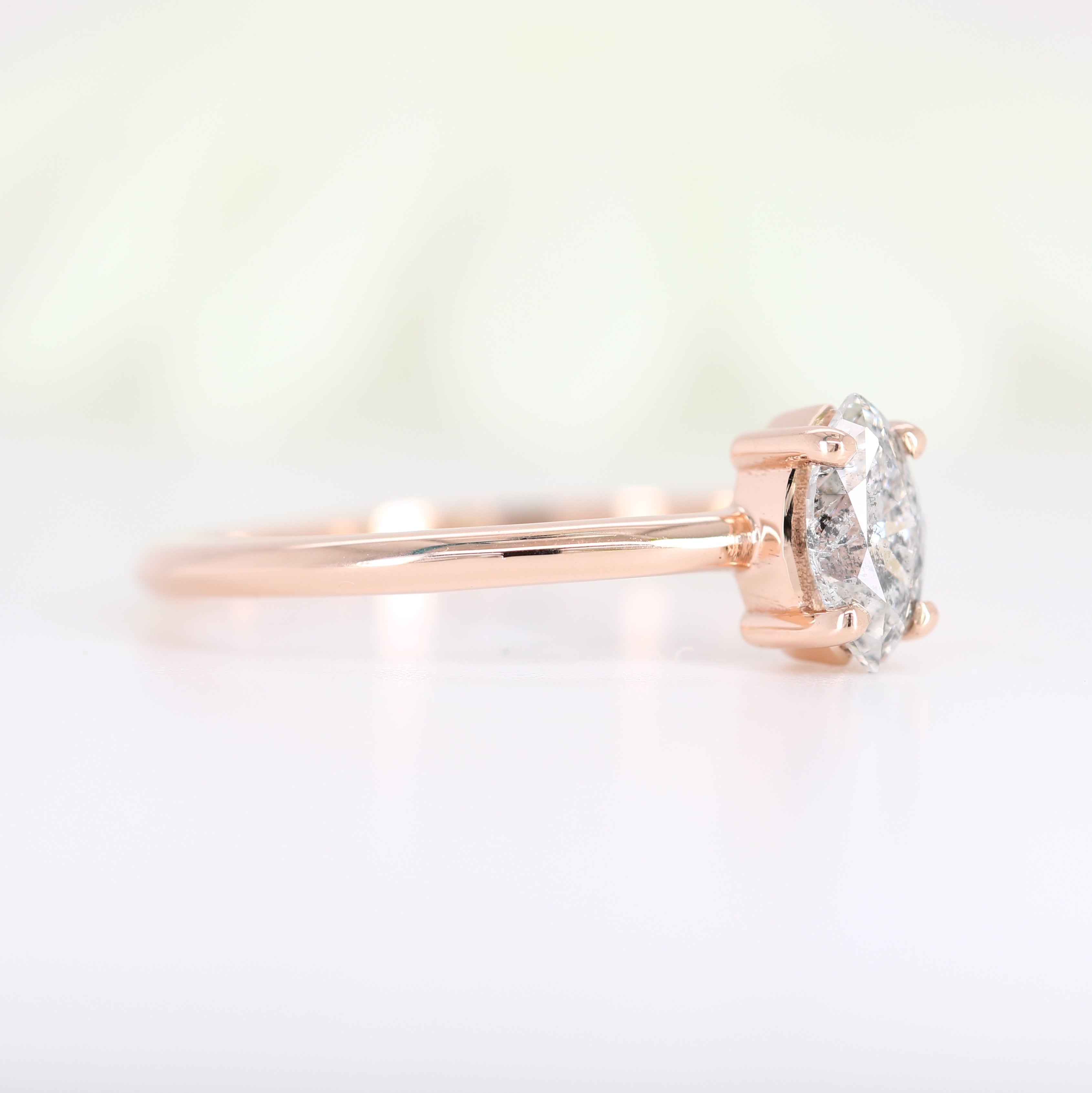 Polished Marquise Cut 14K Rose Gold Salt And Pepper Diamond Ring