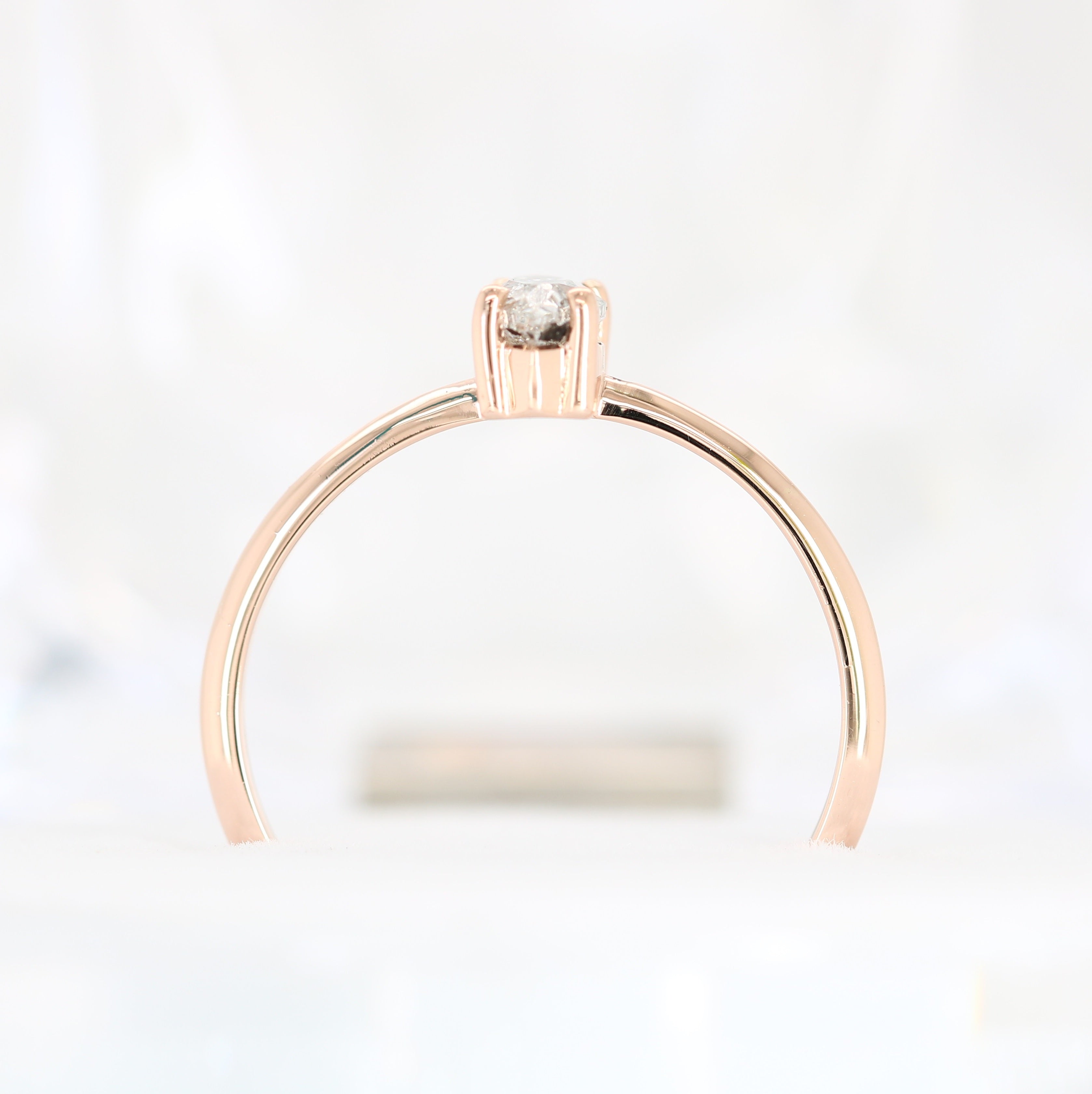 Polished Marquise Cut 14K Rose Gold Salt And Pepper Diamond Ring