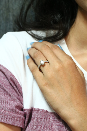 Hidden Halo Oval Engagement Ring In 10k White Gold