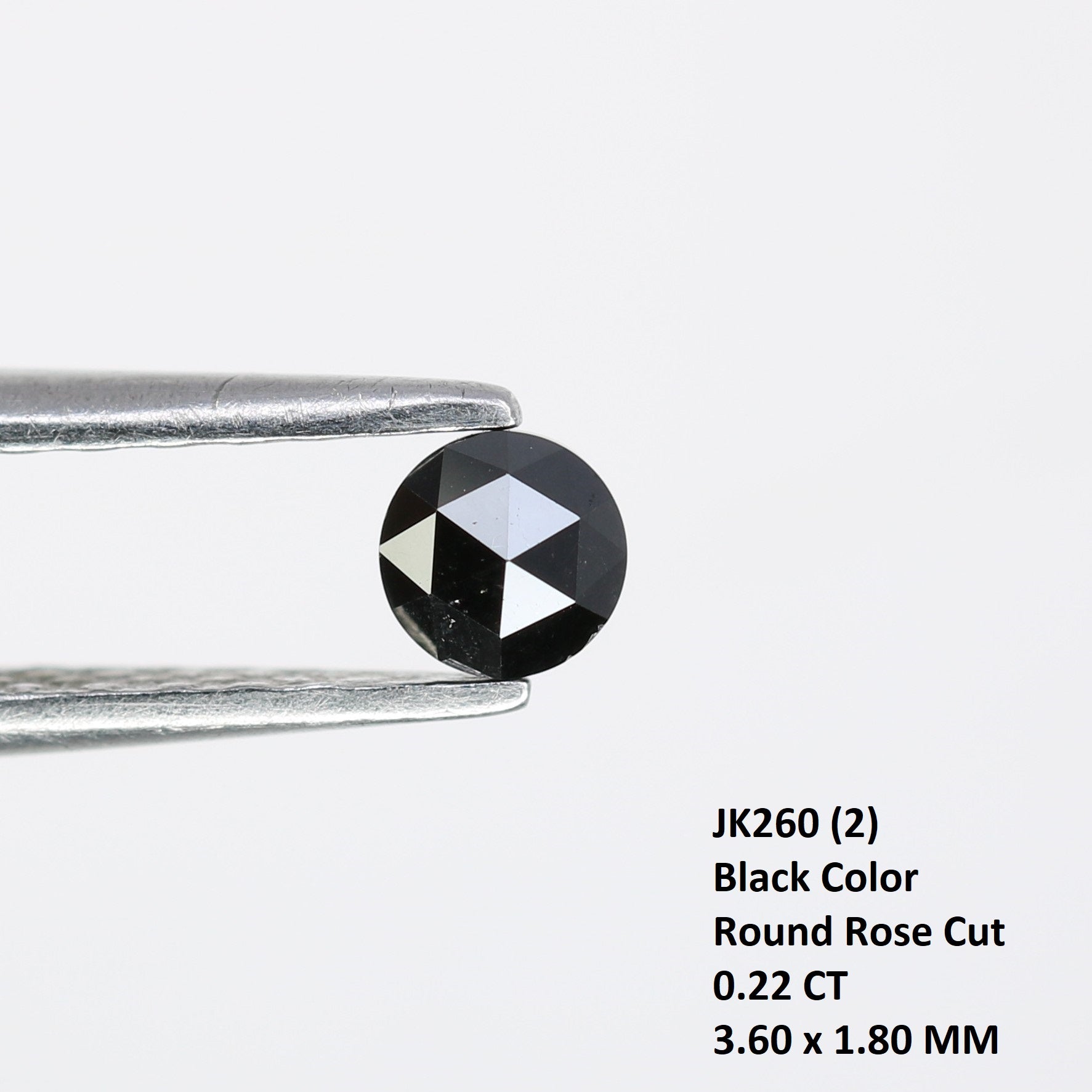 0.22 CT Round Rose Cut 3.60 x 1.80 MM Black Loose Diamond For Engagement Ring
