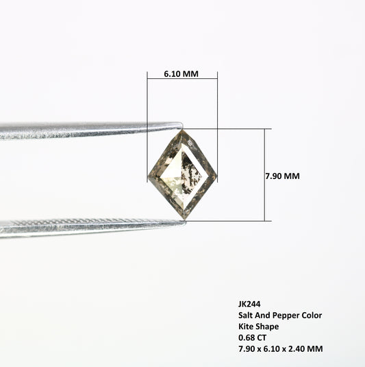 0.68 CT Polished Kite Shape Salt and Pepper Diamond For Proposal Ring