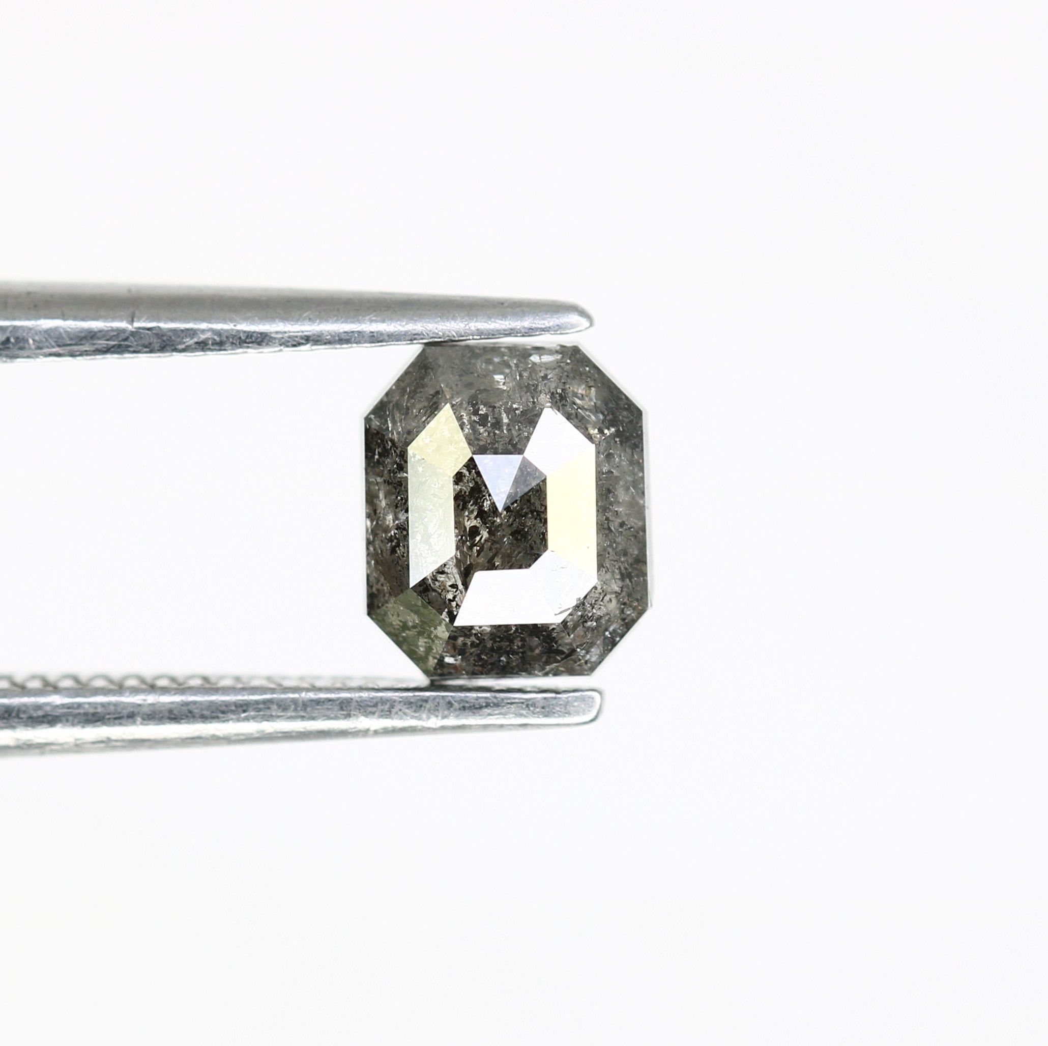 0.69 CT Emerald Shape Salt And Pepper 5.50 MM Diamond For Engagement Ring