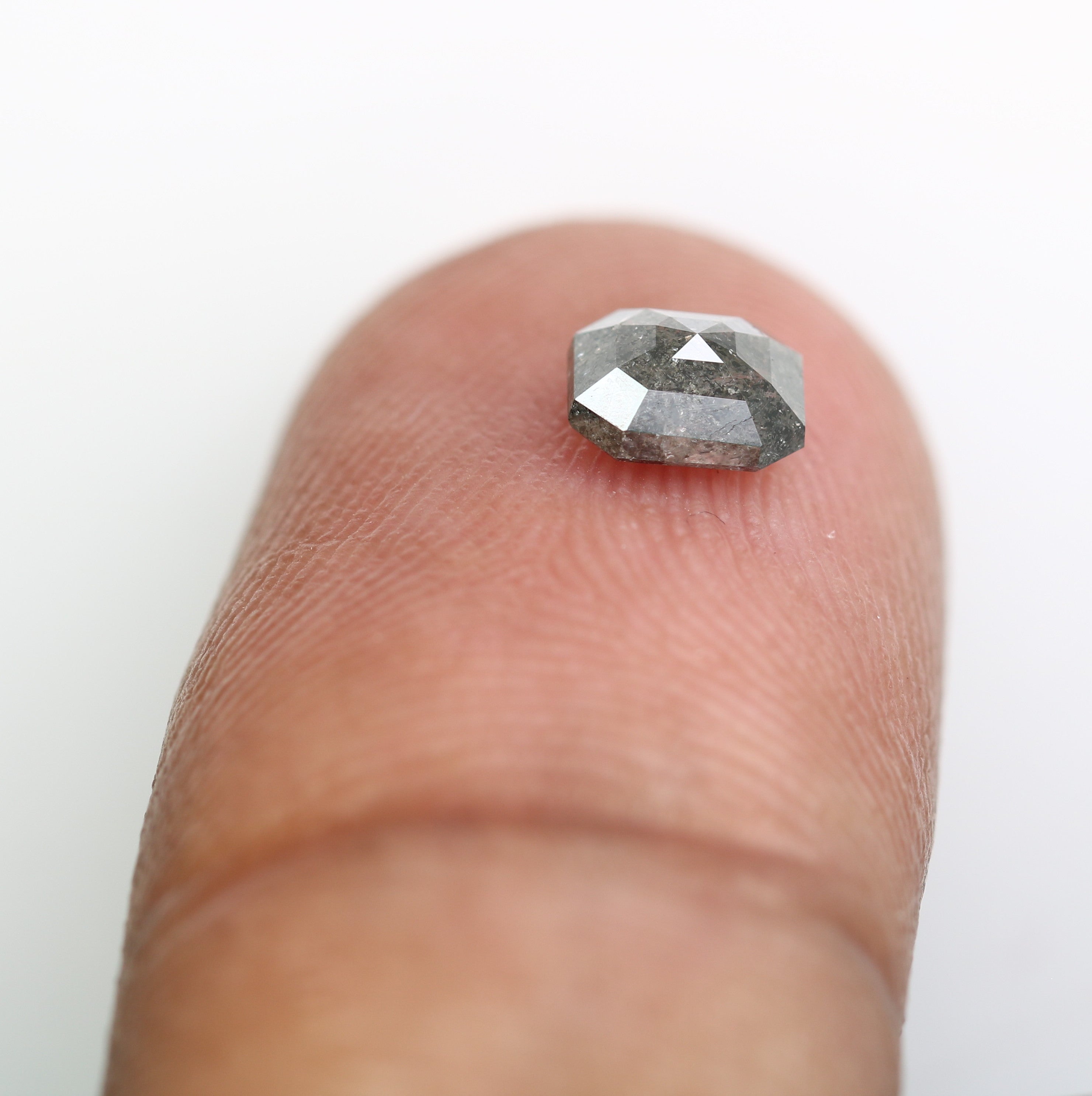 0.69 CT Emerald Shape Salt And Pepper 5.50 MM Diamond For Engagement Ring