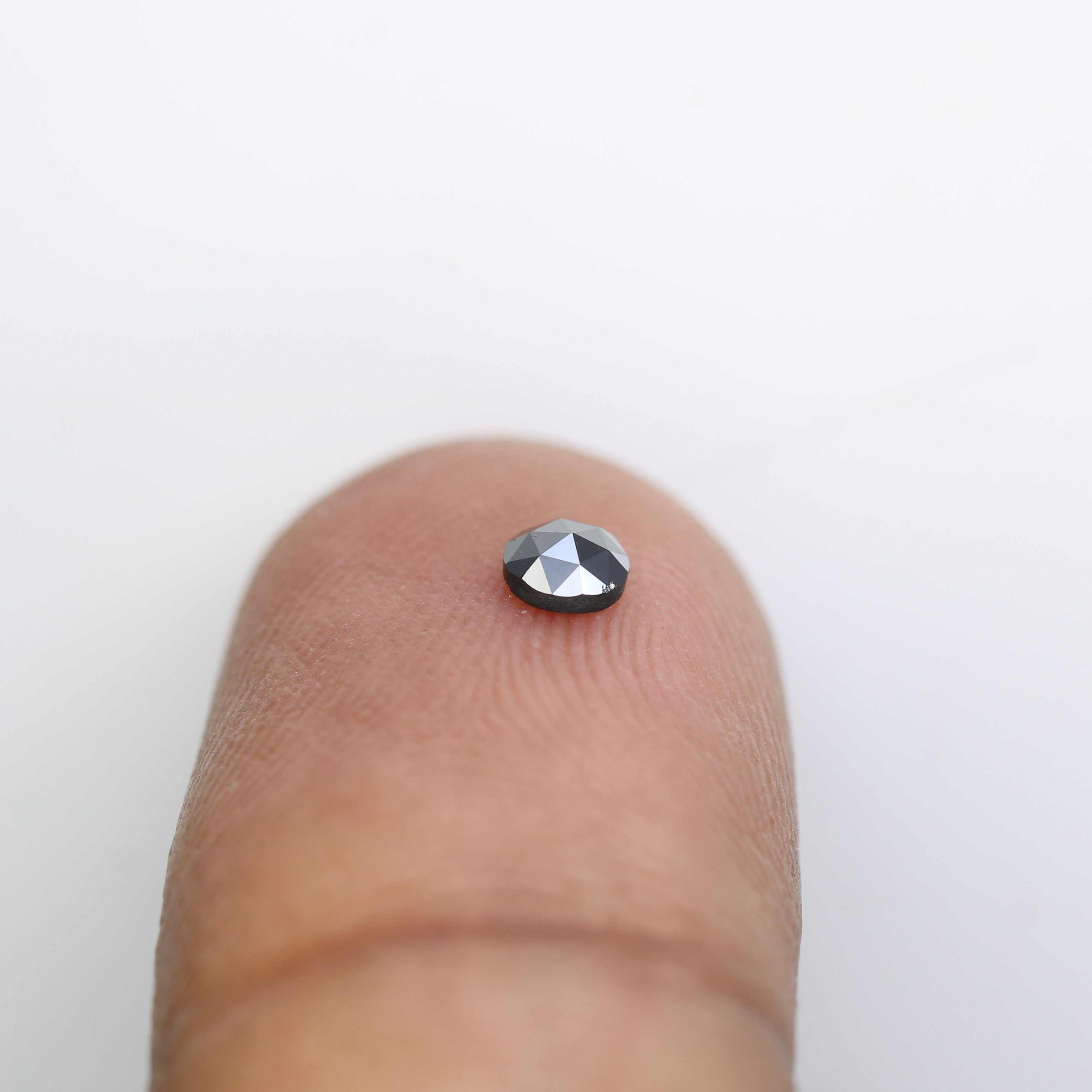 0.19 CT 3.50 x 1.60 MM Round Rose Cut Black Loose Diamond For Engagement Ring