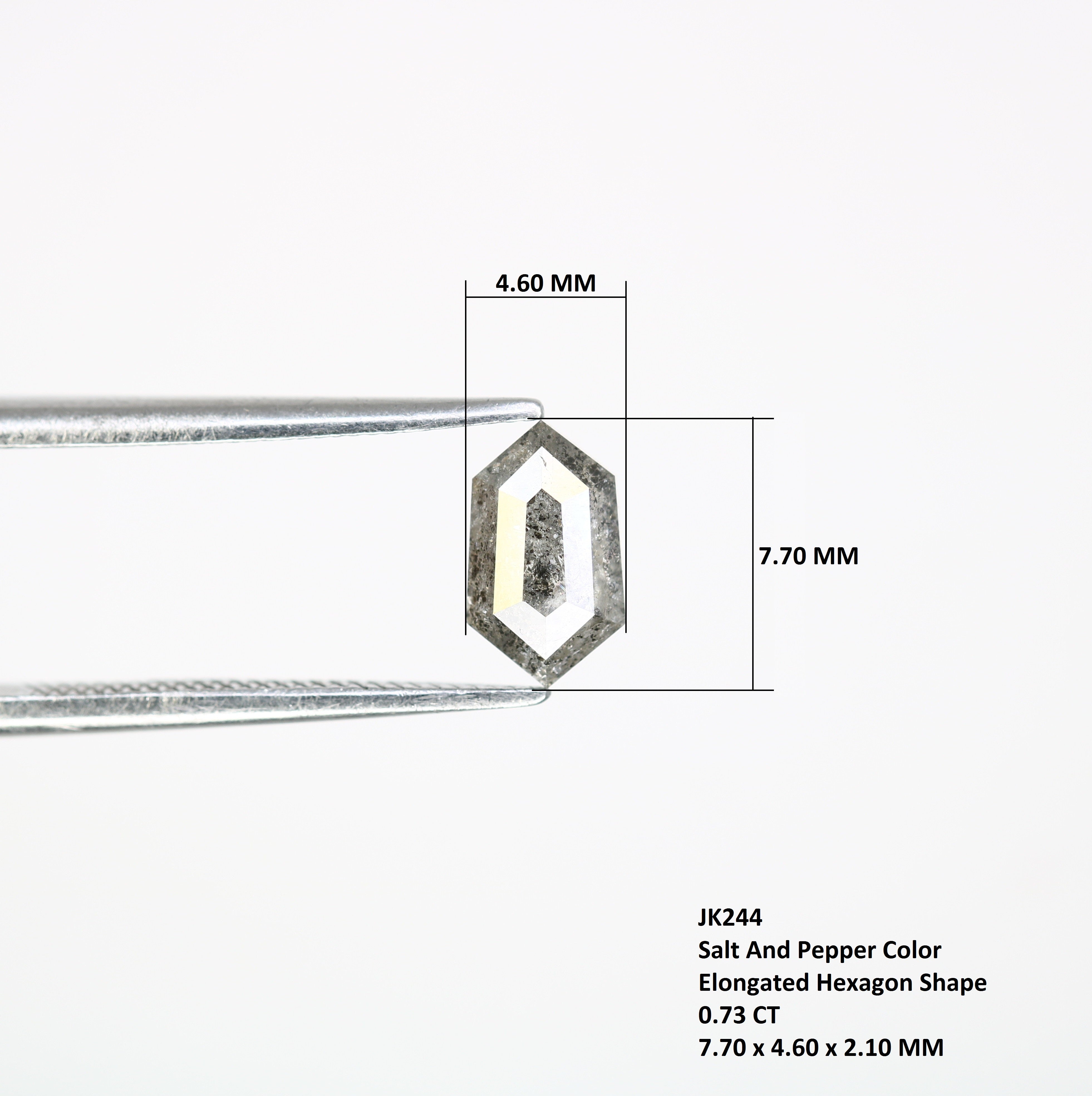 0.73 CT Elongated Hexagon Shape Salt And Pepper Natural Diamond For Engagement Ring