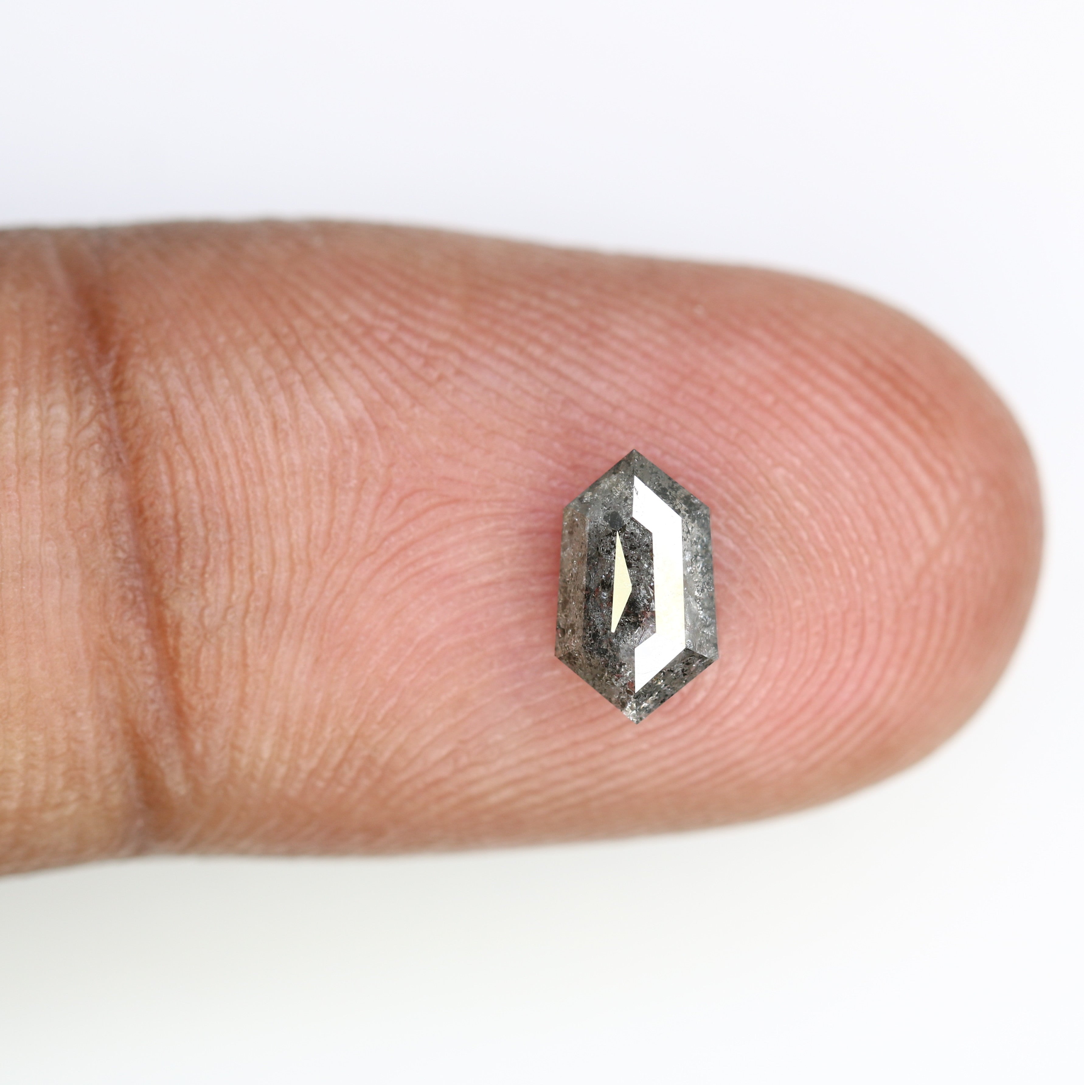 0.73 CT Elongated Hexagon Shape Salt And Pepper Natural Diamond For Engagement Ring