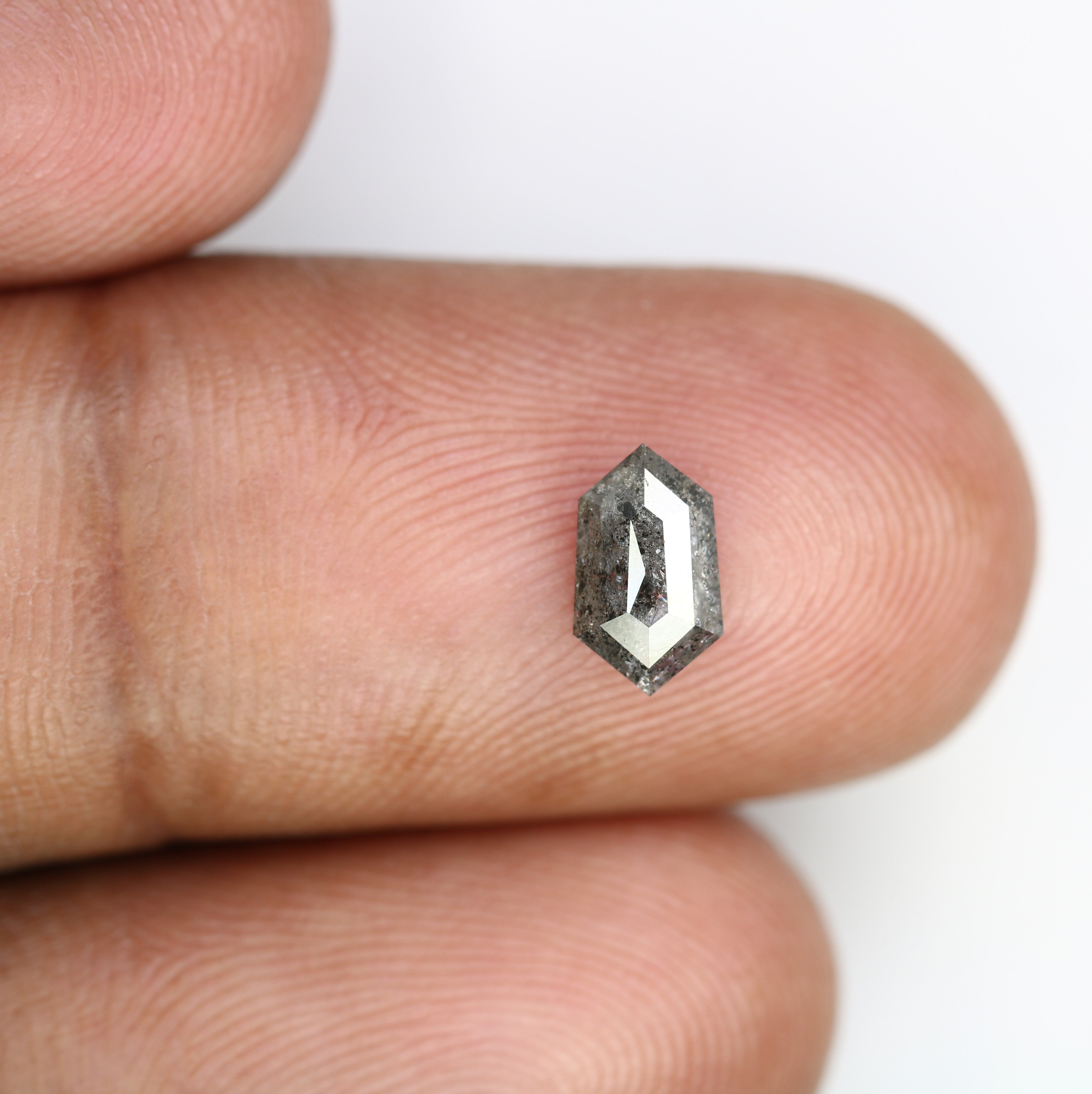 0.73 CT Elongated Hexagon Shape Salt And Pepper Natural Diamond For Engagement Ring