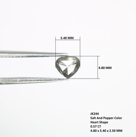 0.57 Carat Heart Shape 4.80 MM Salt And Pepper Loose Diamond For Galaxy Ring