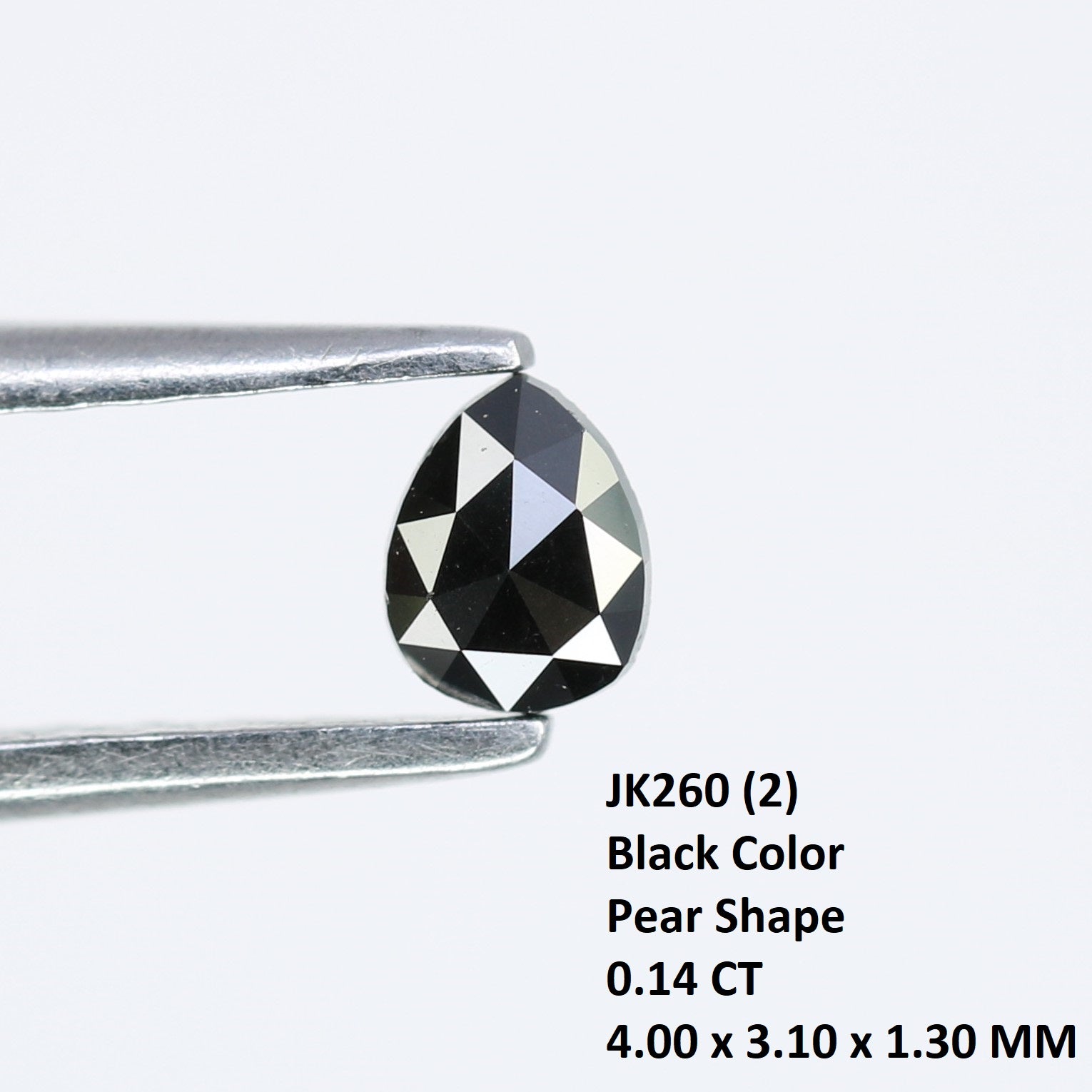 0.14 CT 4.00 x 3.10 MM Pear Shape Black Natural Diamond For Engagement Ring