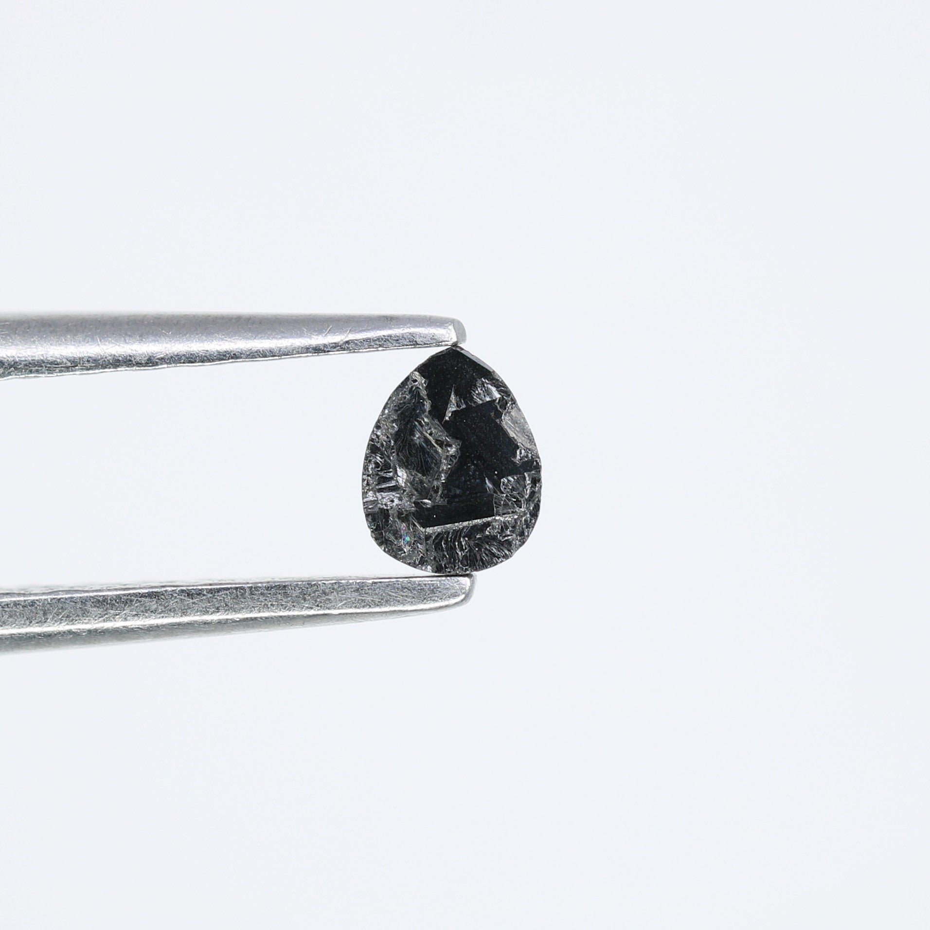 0.14 CT 4.00 x 3.10 MM Pear Shape Black Natural Diamond For Engagement Ring
