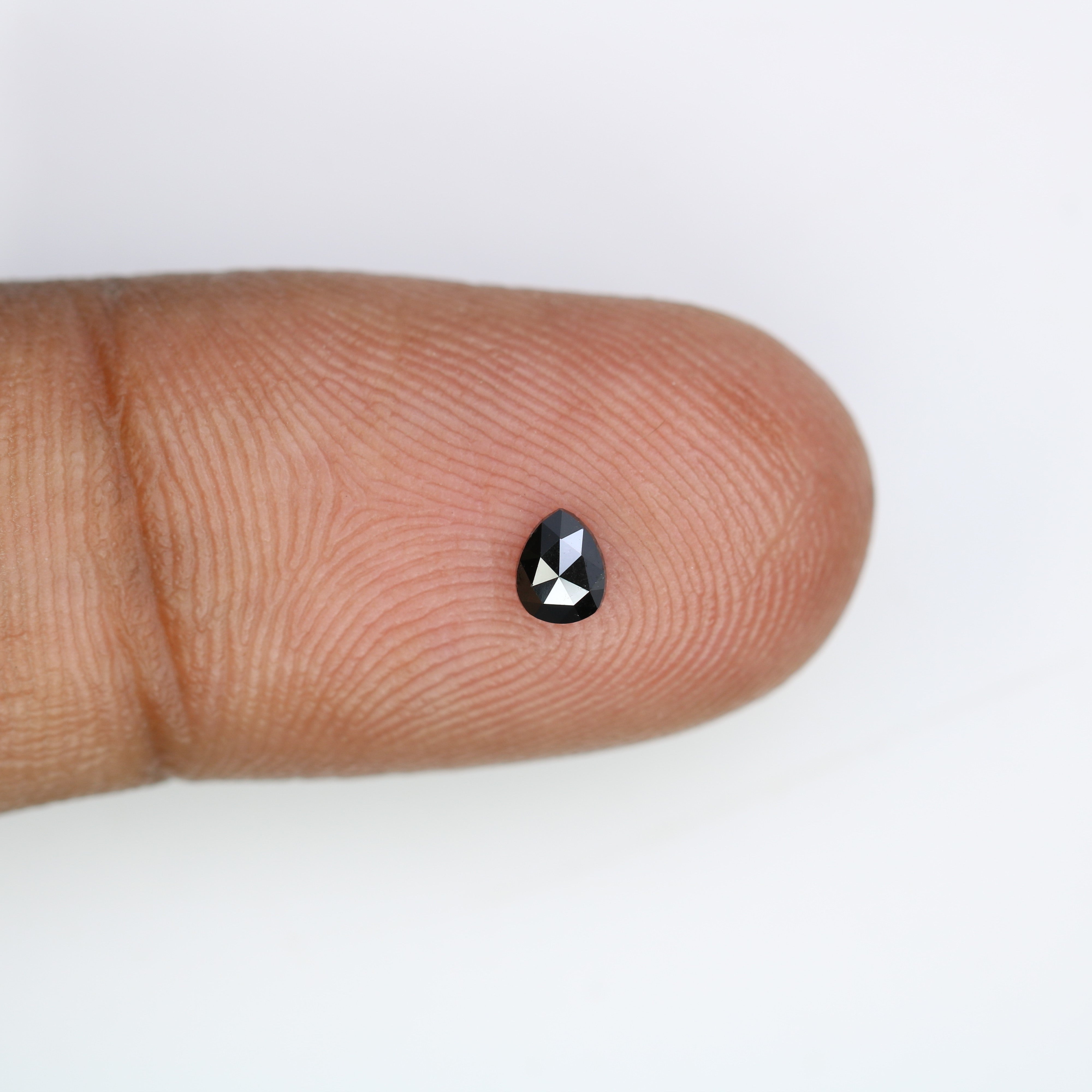 0.14 CT 4.00 x 3.10 MM Pear Shape Black Natural Diamond For Engagement Ring