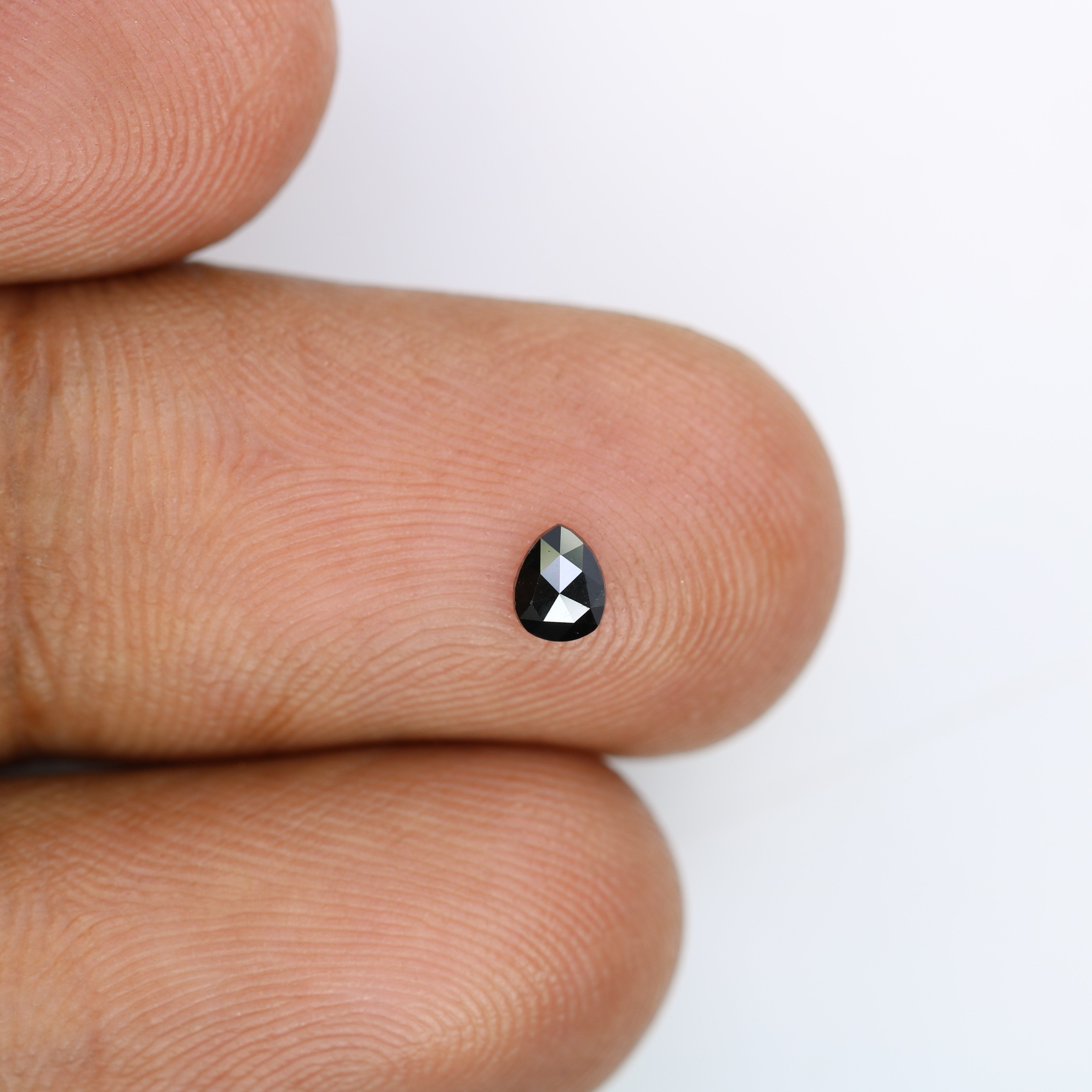 0.14 CT 4.00 x 3.10 MM Pear Shape Black Natural Diamond For Engagement Ring