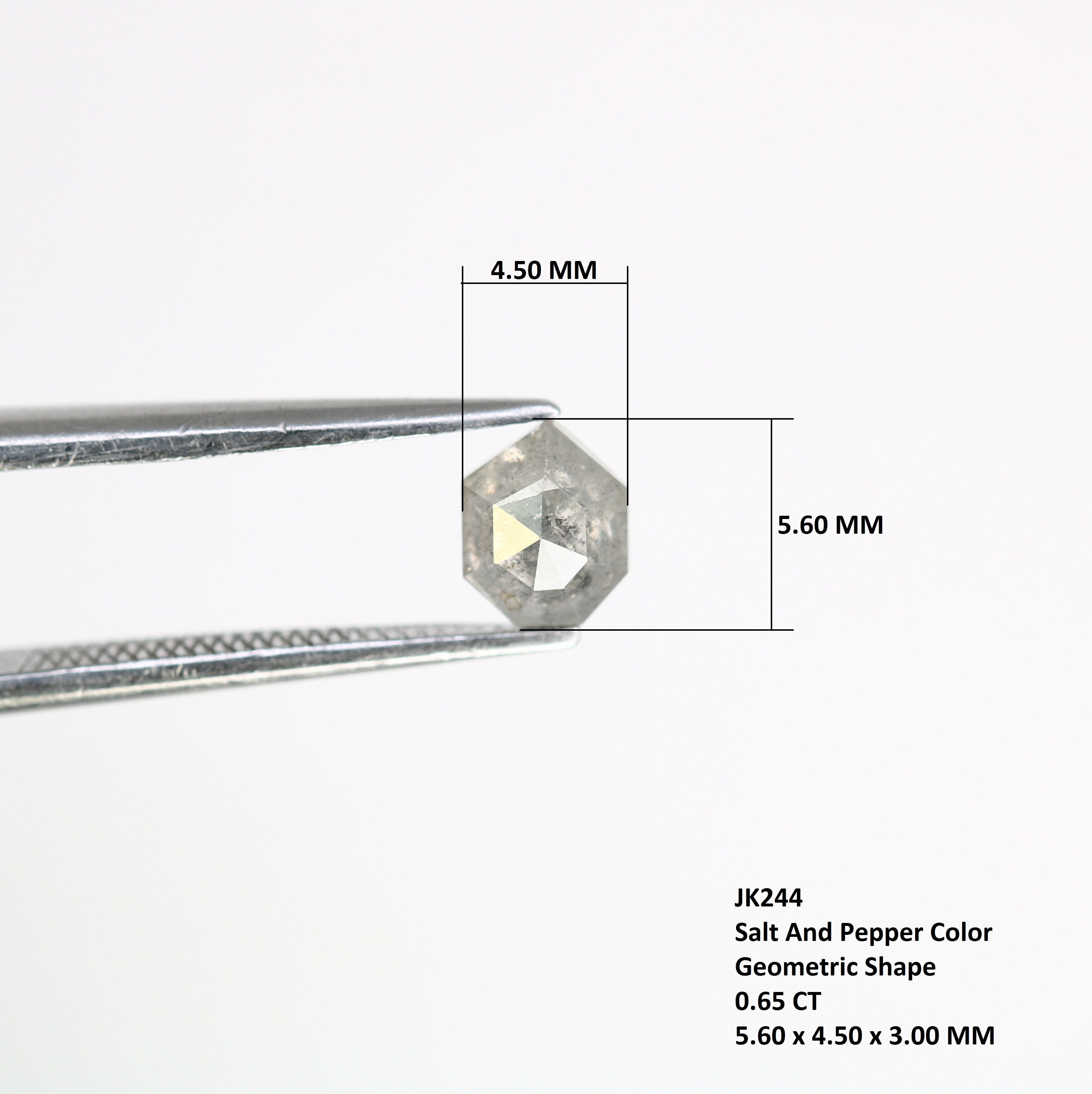 0.65 Carat Natural Salt And Pepper Geometric Shape 5.60 MM Diamond For Wedding Ring