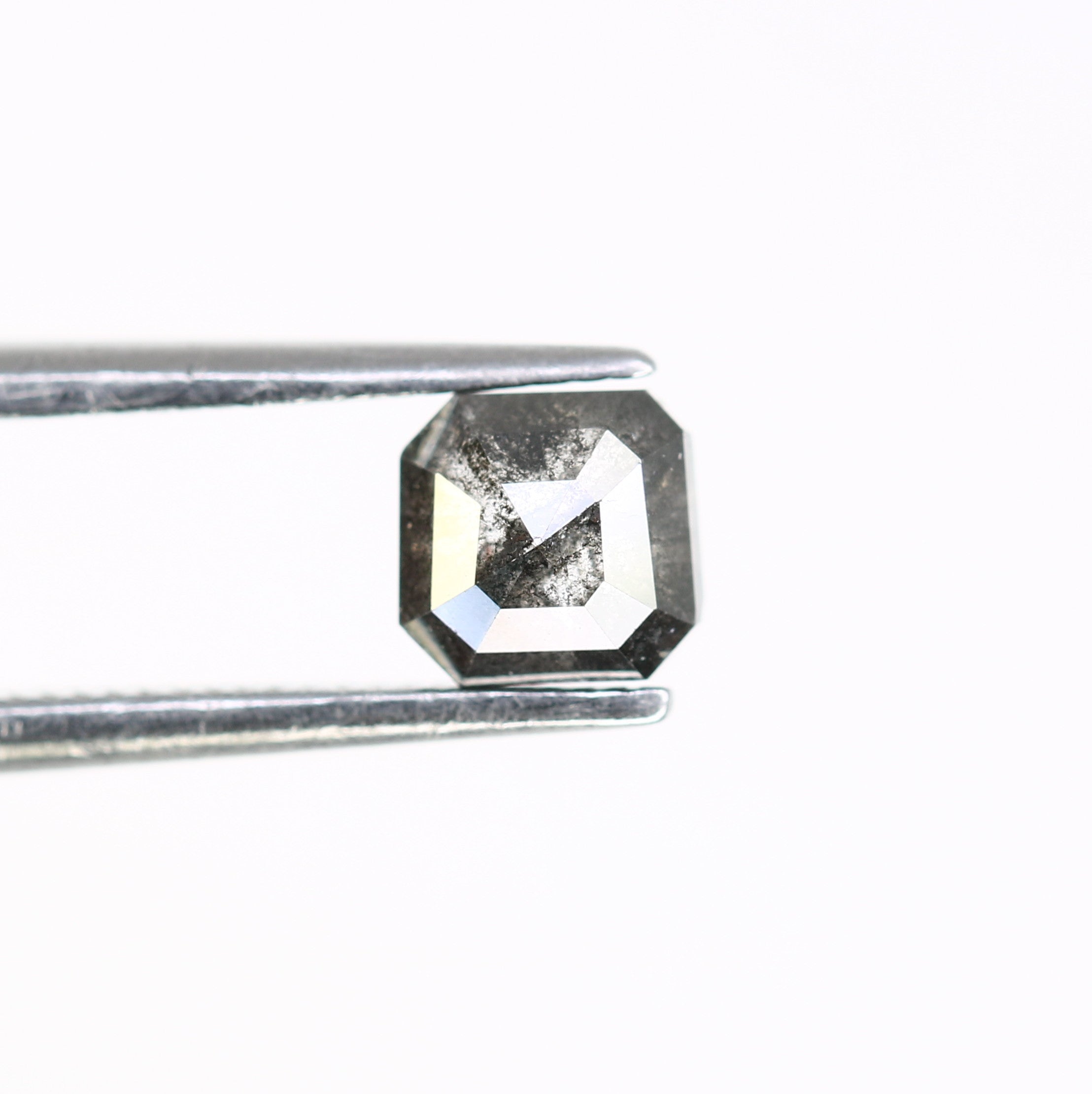 0.68 Carat Asscher Shape Natural Salt And Pepper 4.80 MM Diamond For Galaxy Ring