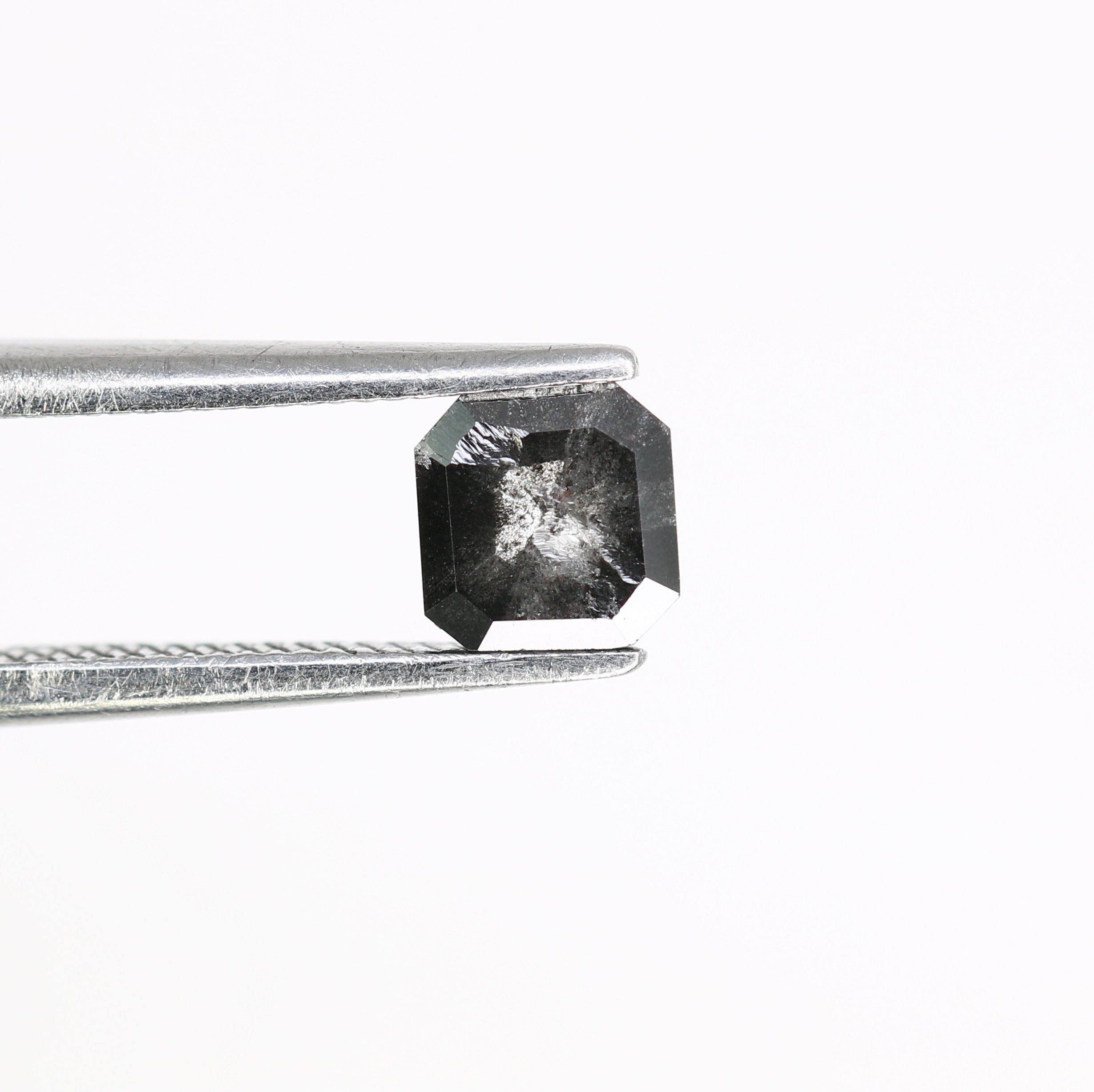 0.68 Carat Asscher Shape Natural Salt And Pepper 4.80 MM Diamond For Galaxy Ring