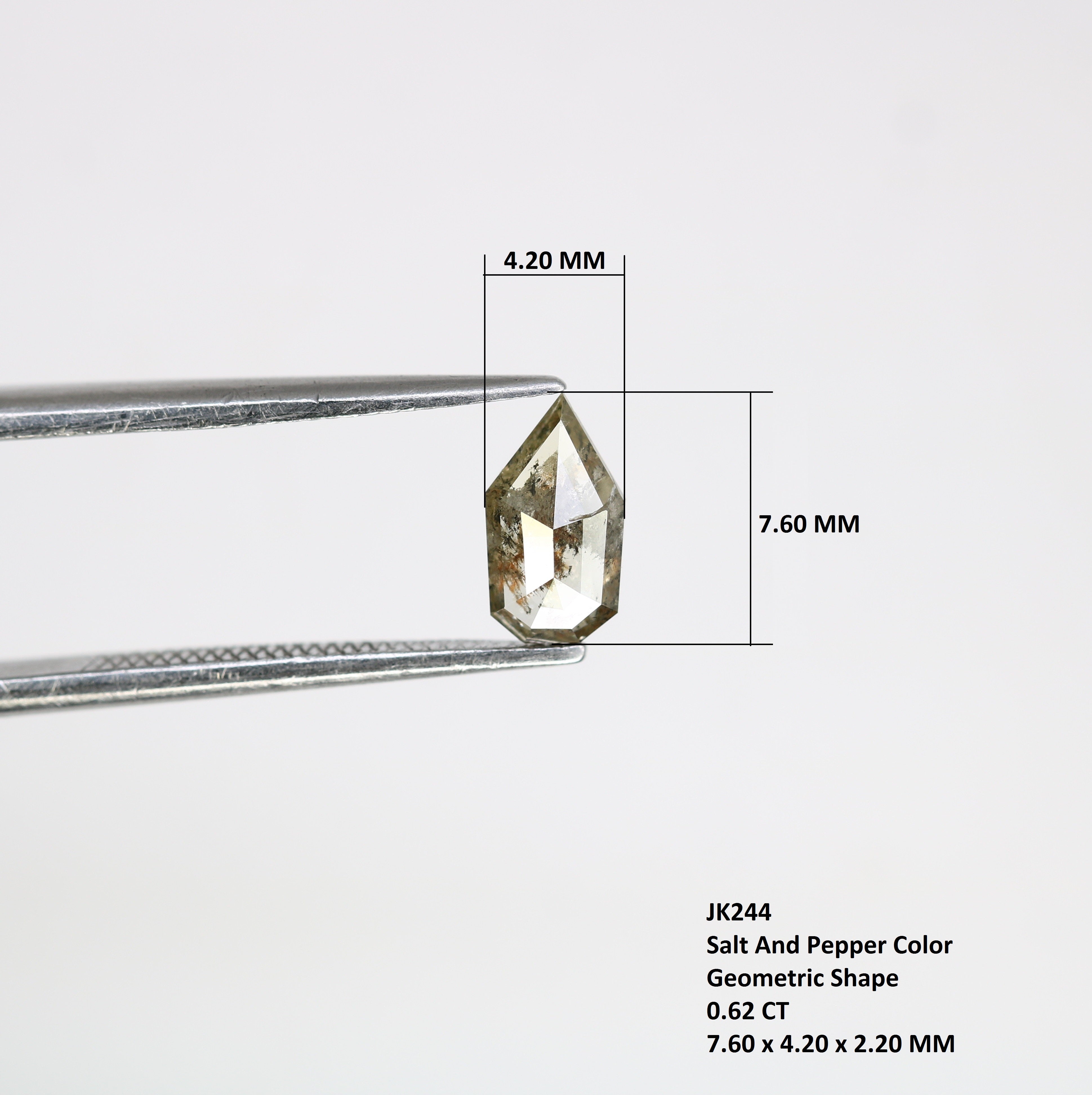 0.62 Carat Geometric Shape 7.60 MM Natural Salt And Pepper Diamond For Wedding Ring