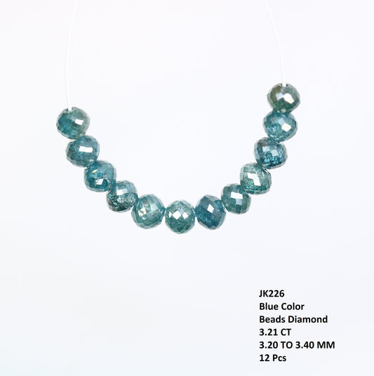 3.21 CT 3.2 To 3.4 MM Loose Round Beads Diamond Polished Blue Color Diamonds