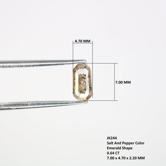 0.64 CT 7.00 MM Emerald Shape Salt And Pepper Diamond For Promise Ring
