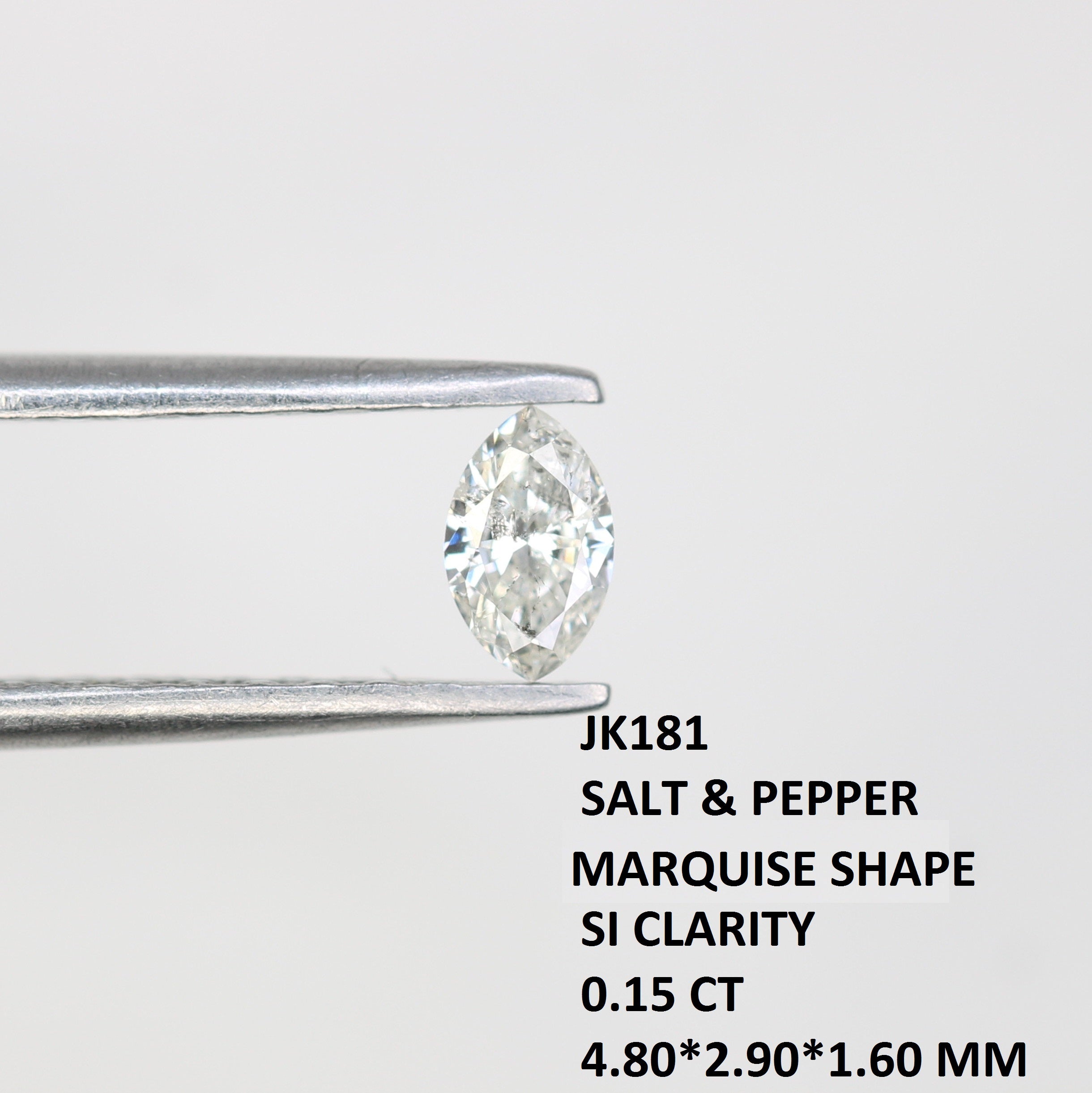 0.15 CT Salt And Pepper Marquise Shape Natural Diamond For Engagement Ring