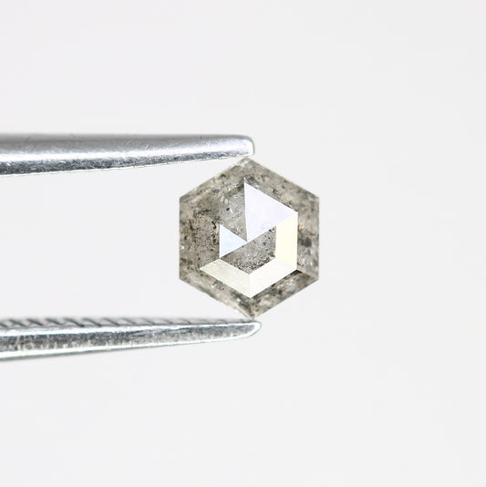 0.41 Carat Hexagon Shape Salt And Pepper 4.80 MM Diamond For Designer Ring