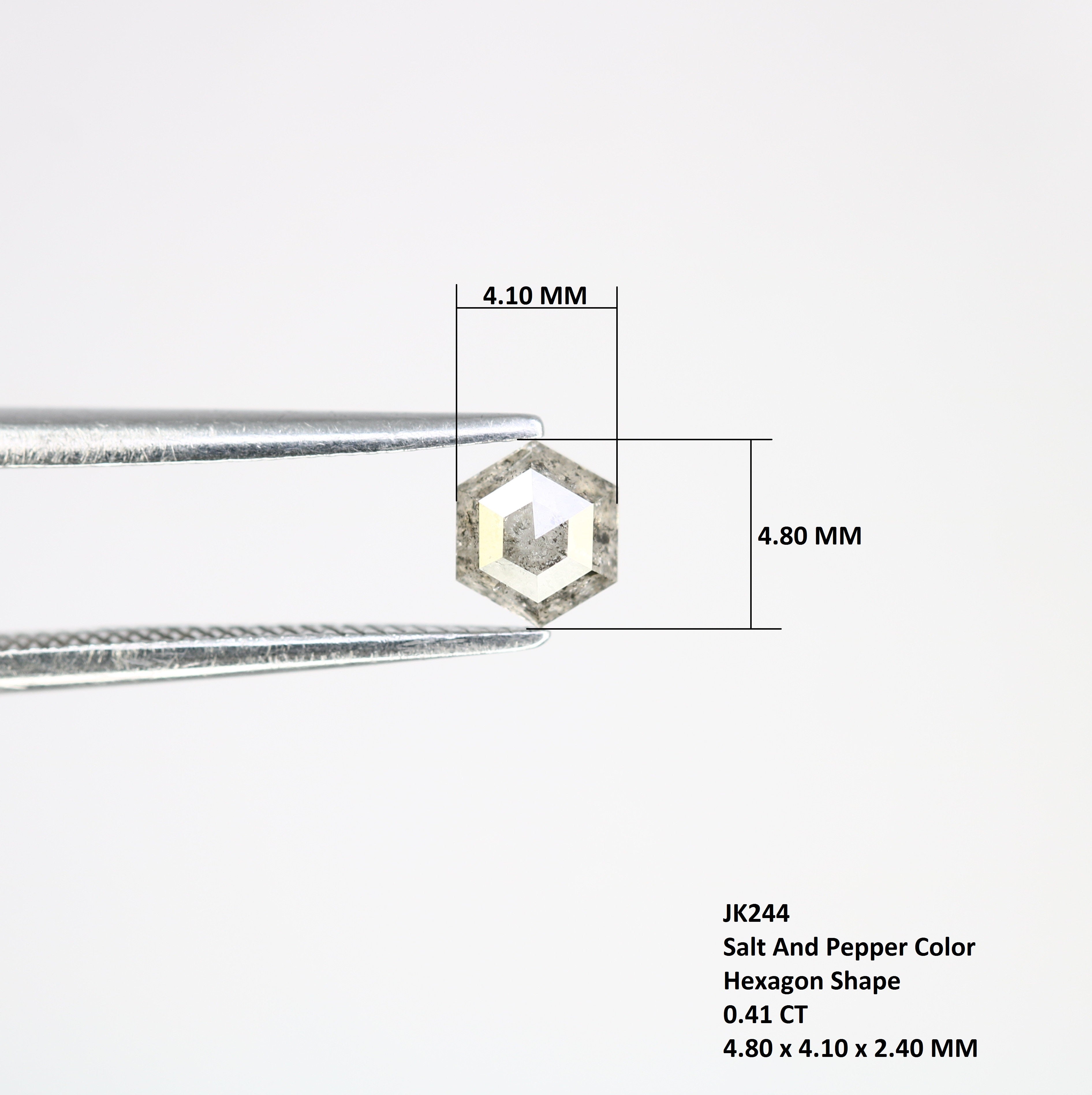 0.41 Carat Hexagon Shape Salt And Pepper 4.80 MM Diamond For Designer Ring