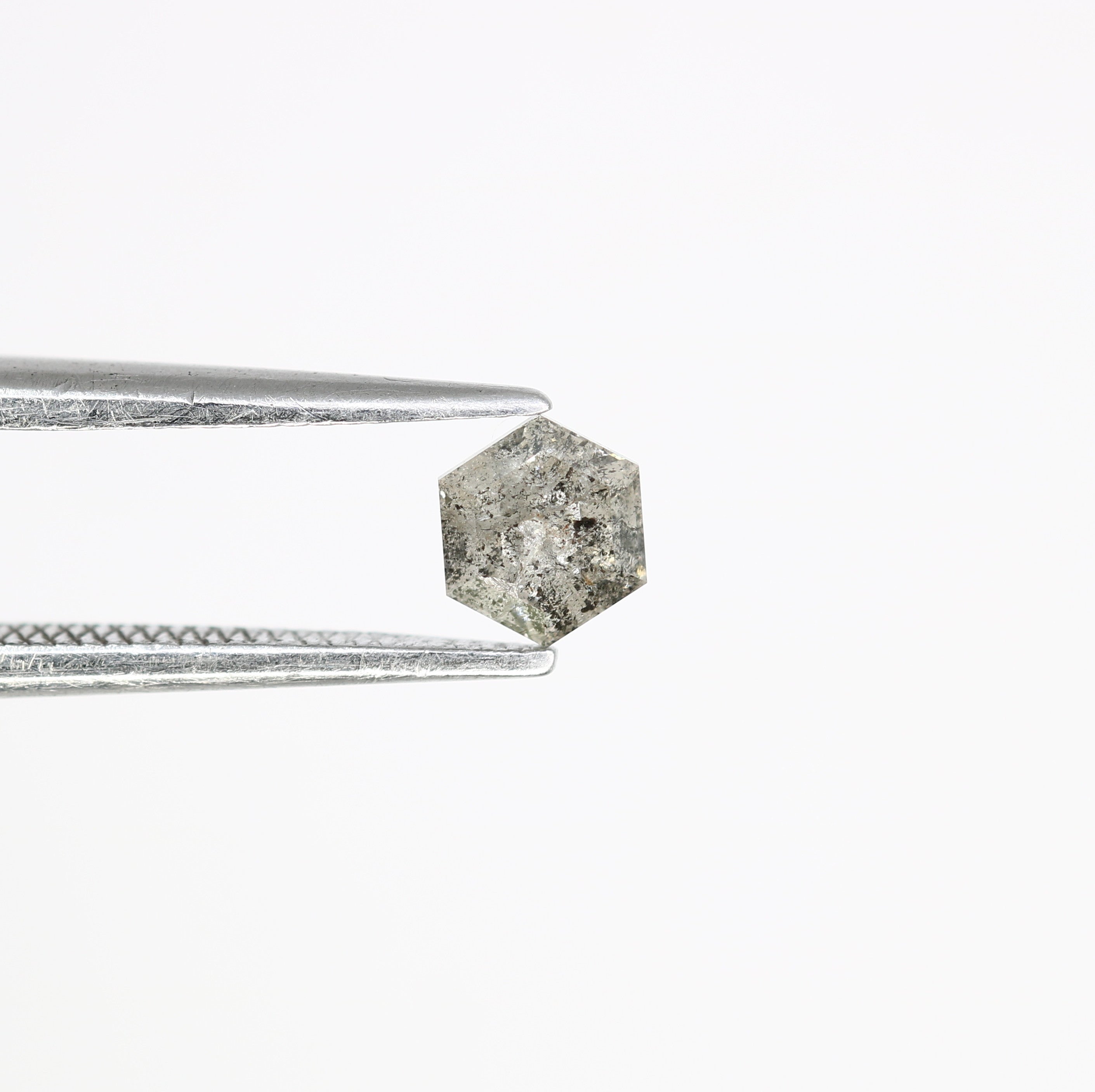 0.41 Carat Hexagon Shape Salt And Pepper 4.80 MM Diamond For Designer Ring