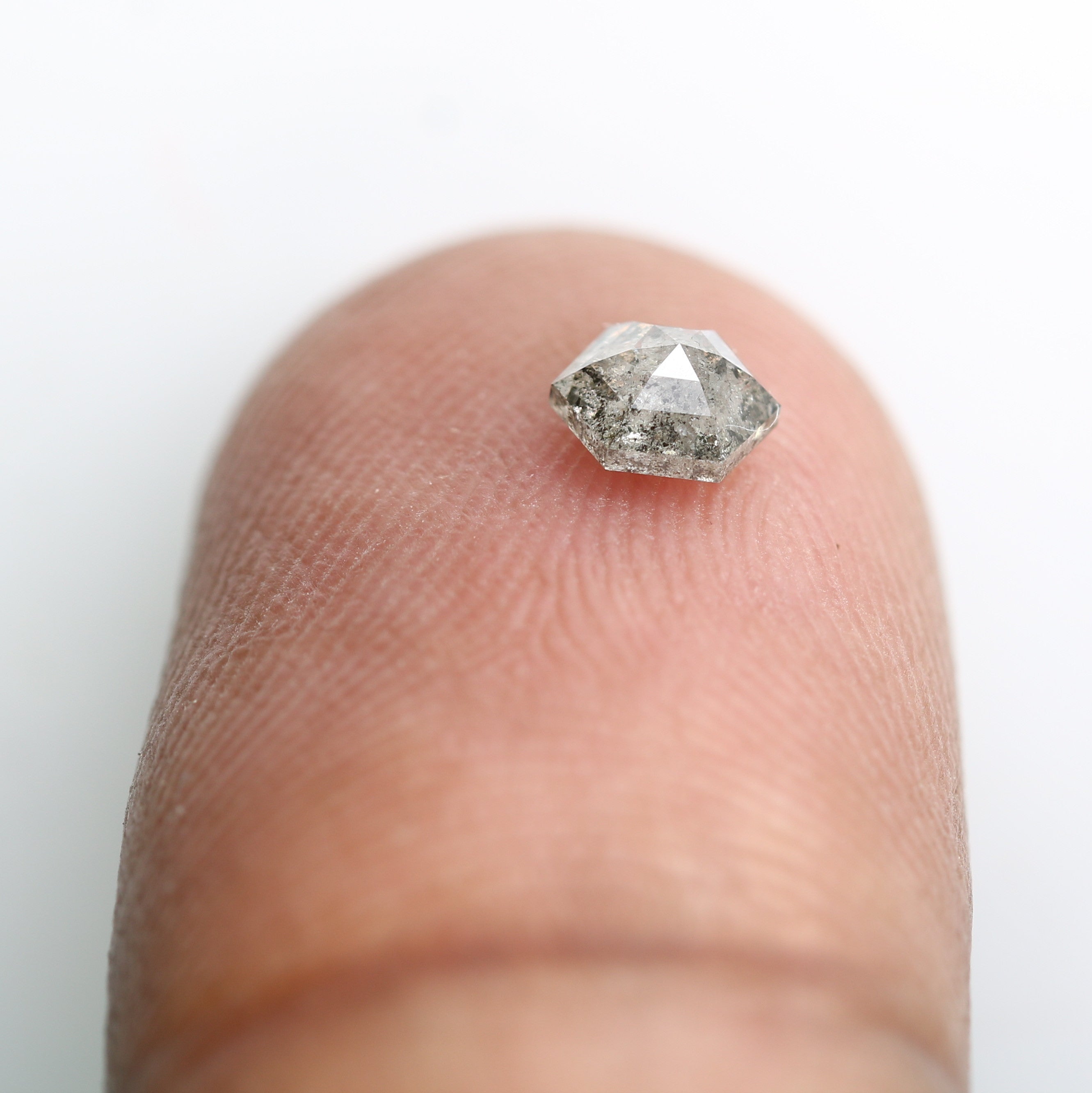 0.41 Carat Hexagon Shape Salt And Pepper 4.80 MM Diamond For Designer Ring