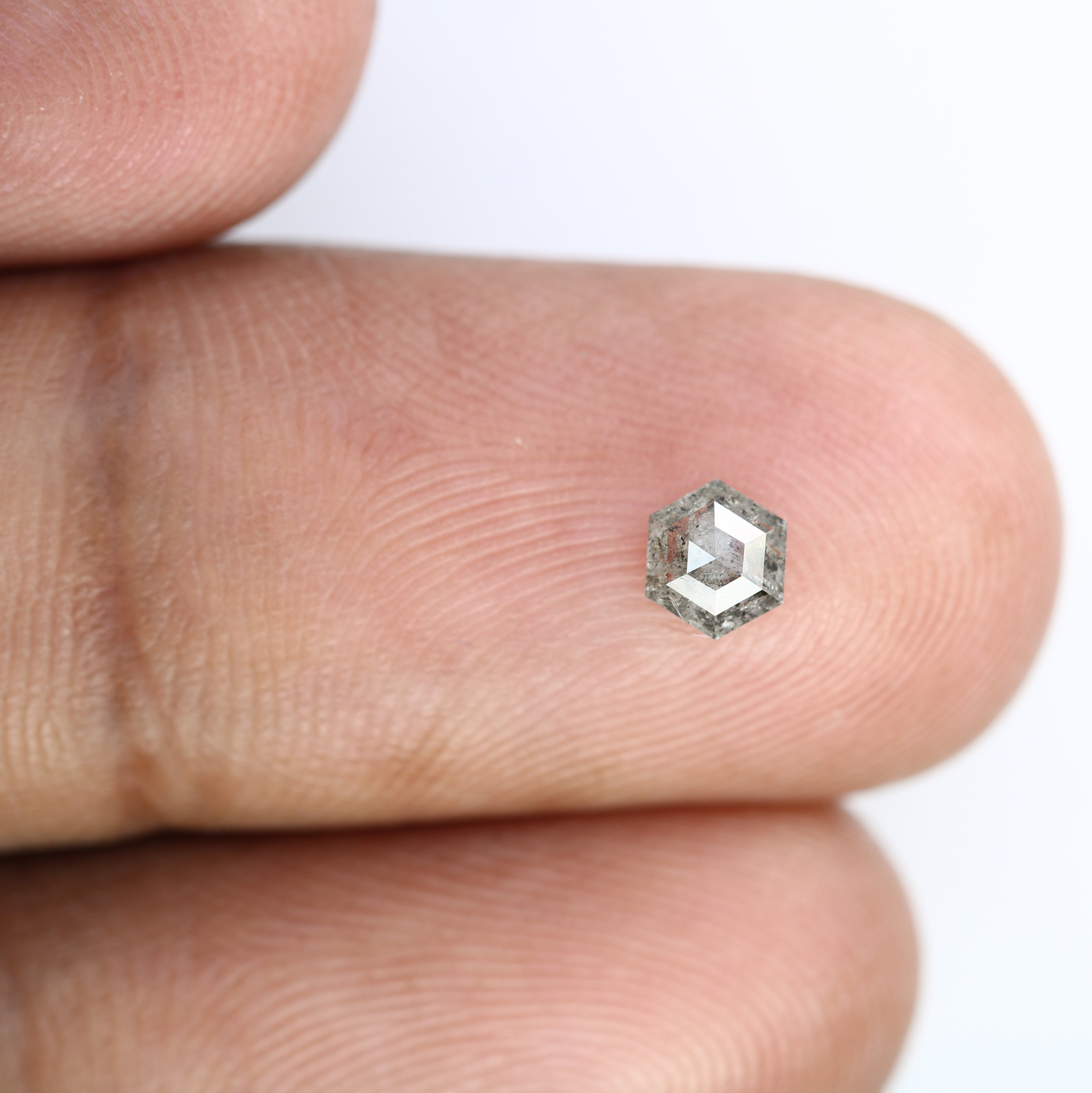 0.41 Carat Hexagon Shape Salt And Pepper 4.80 MM Diamond For Designer Ring