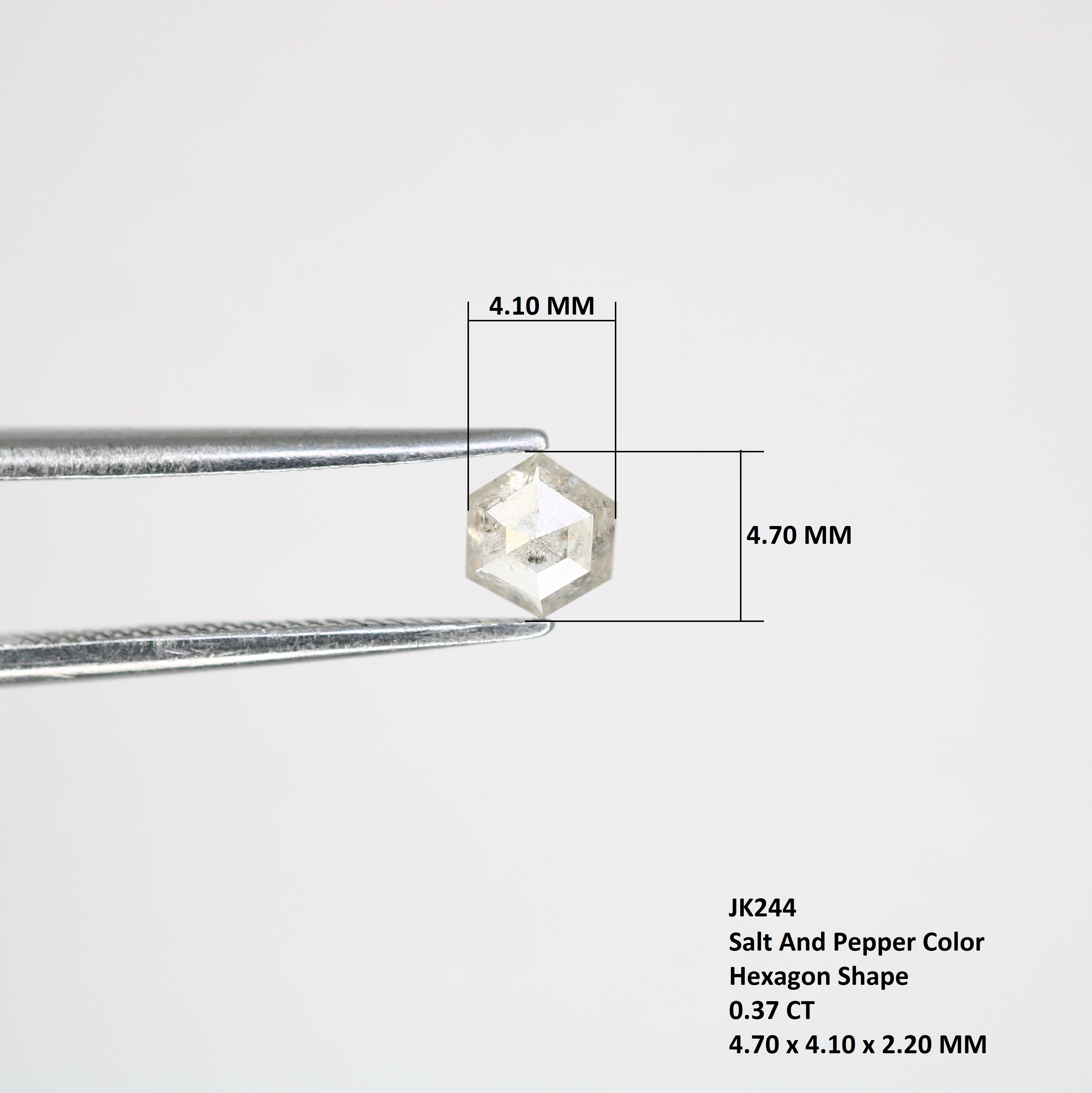 0.37 Carat Hexagon Shape Salt And Pepper 4.70 MM Diamond For Designer Ring