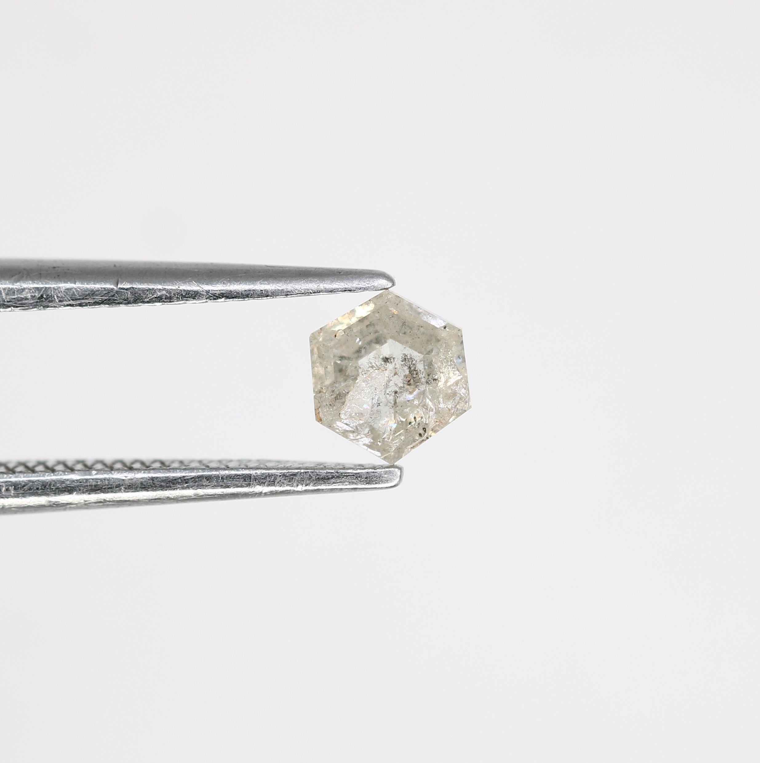 0.37 Carat Hexagon Shape Salt And Pepper 4.70 MM Diamond For Designer Ring