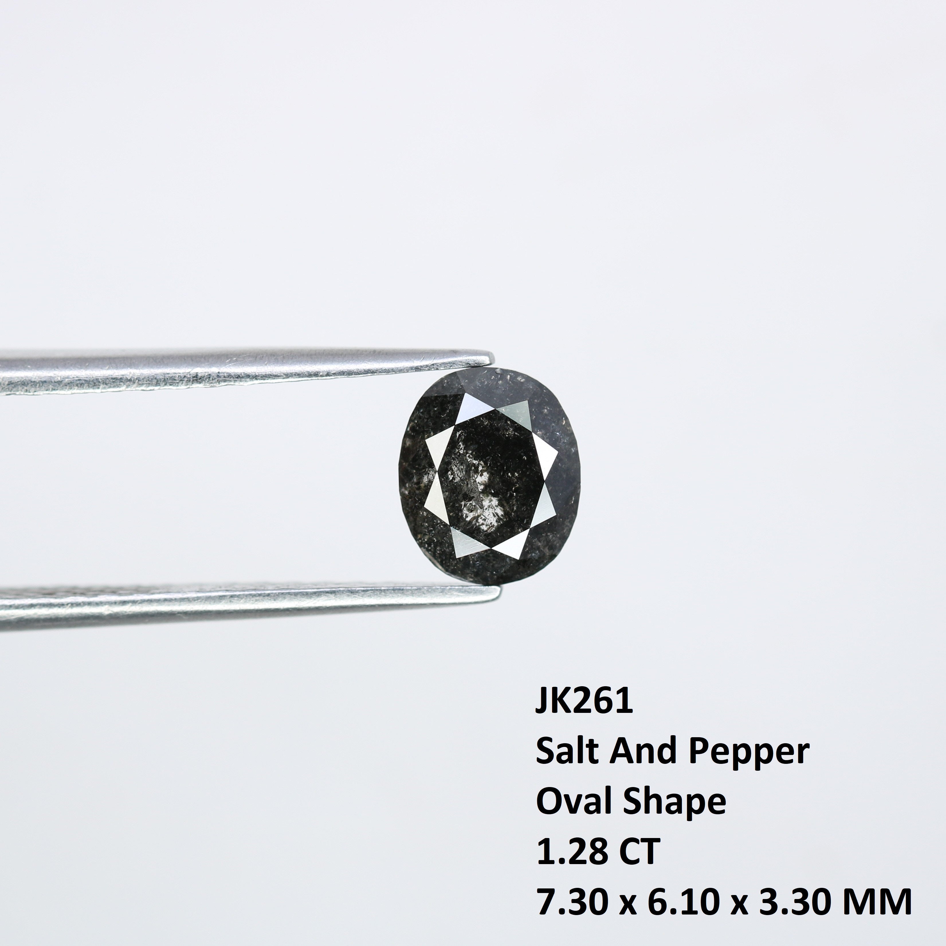 1.28 CT Loose Salt And Pepper Oval Shape Natural Diamond For Engagement Ring